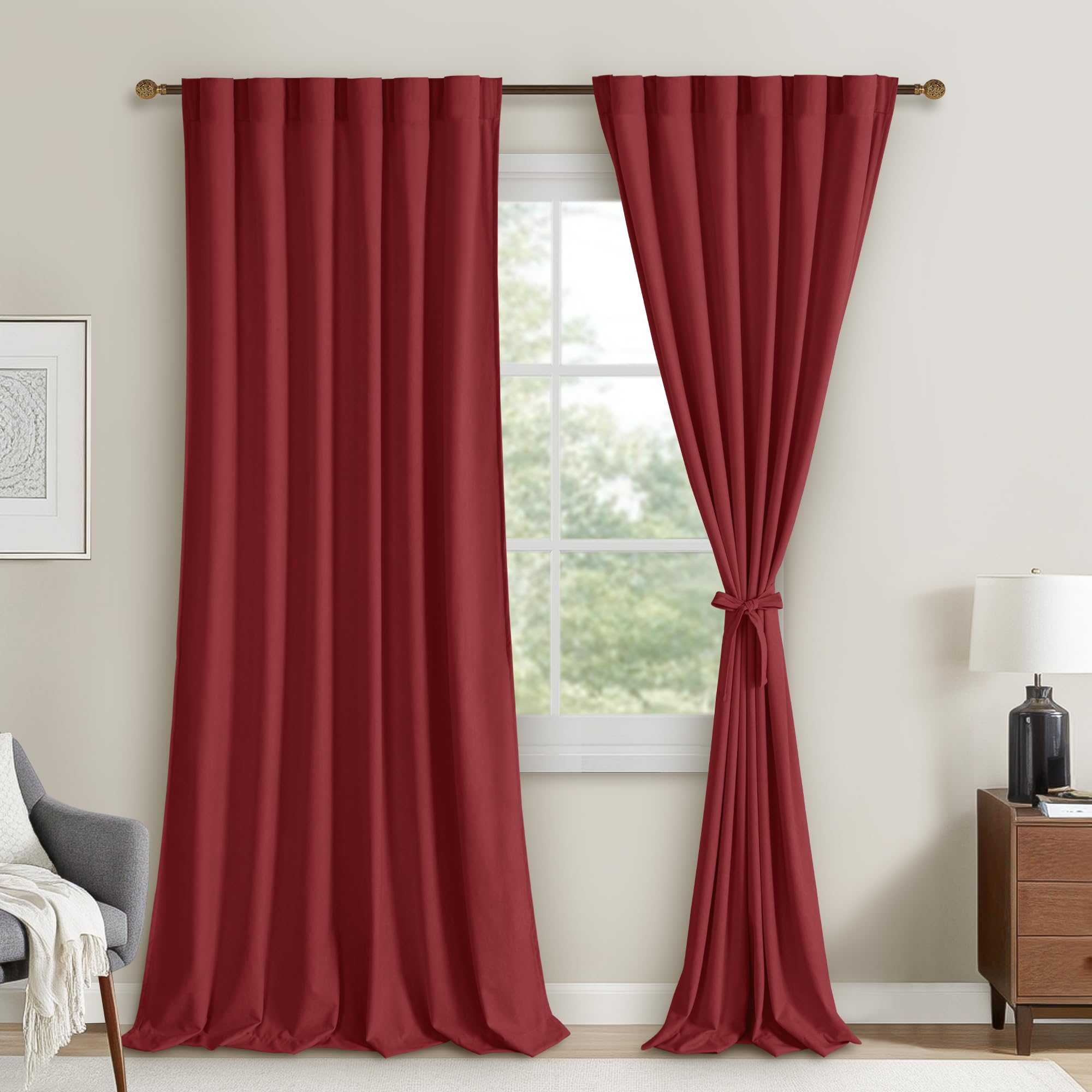DWCN Velvet Curtains, 2 Panels - Rod Pocket and Back Tab