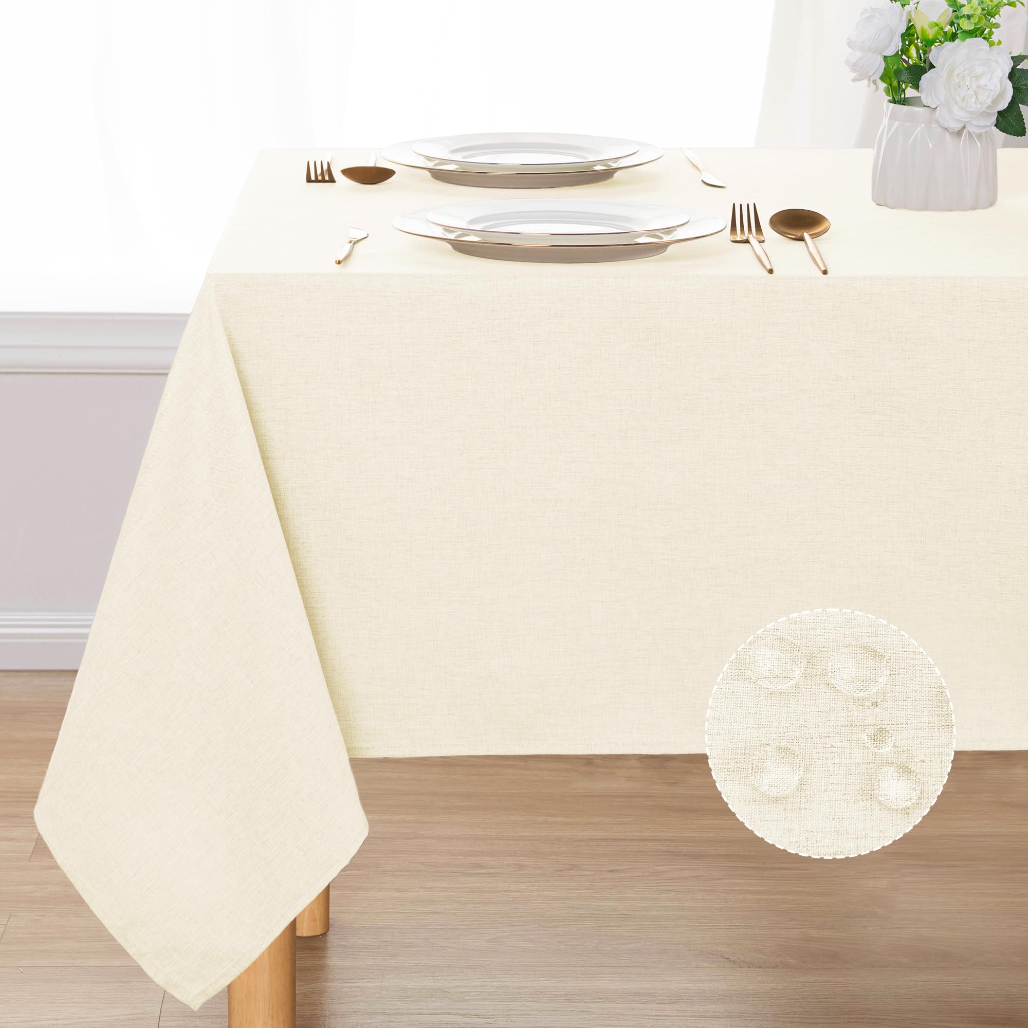 DWCN Rectangle Faux Linen Tablecloth