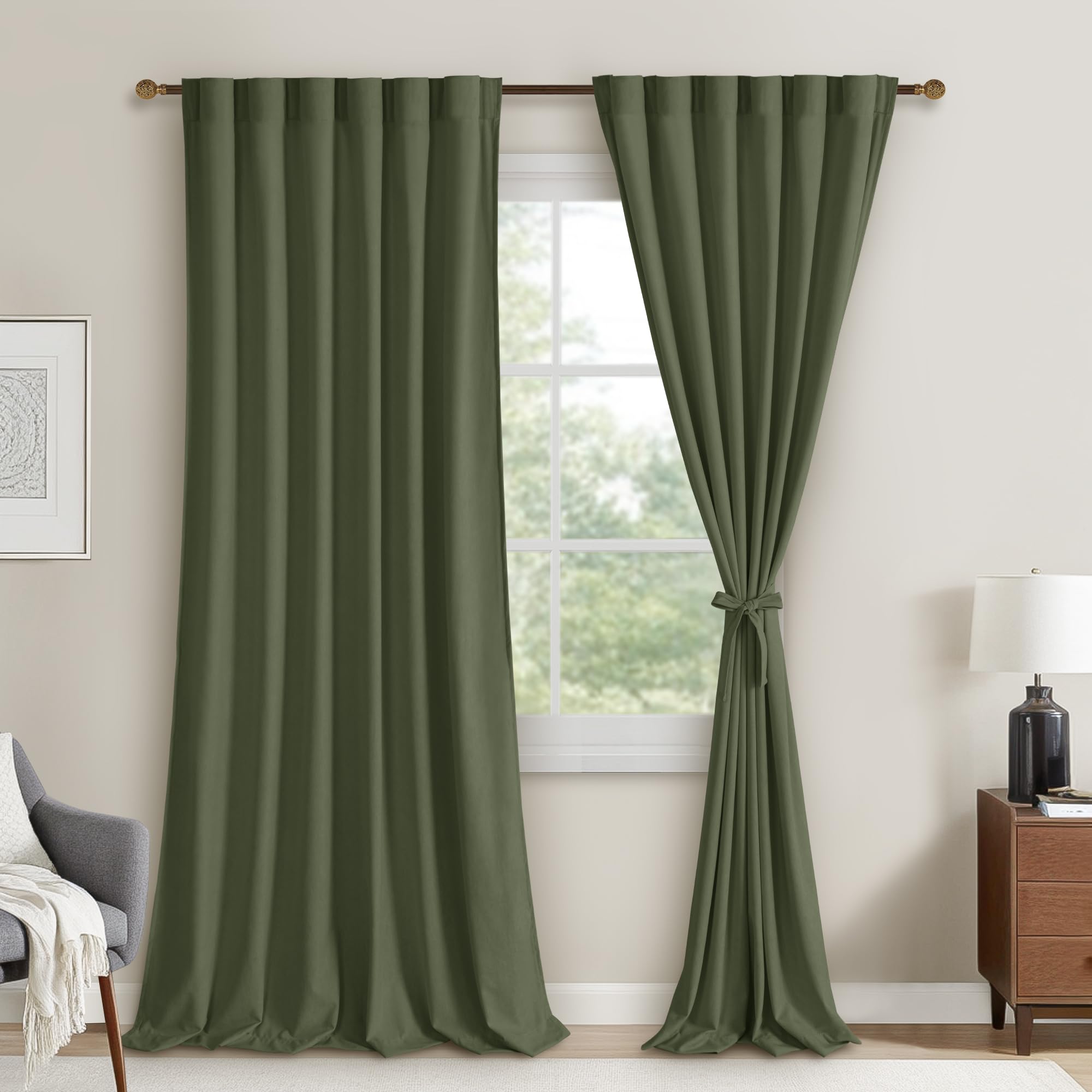 DWCN Velvet Curtains, 2 Panels - Rod Pocket and Back Tab