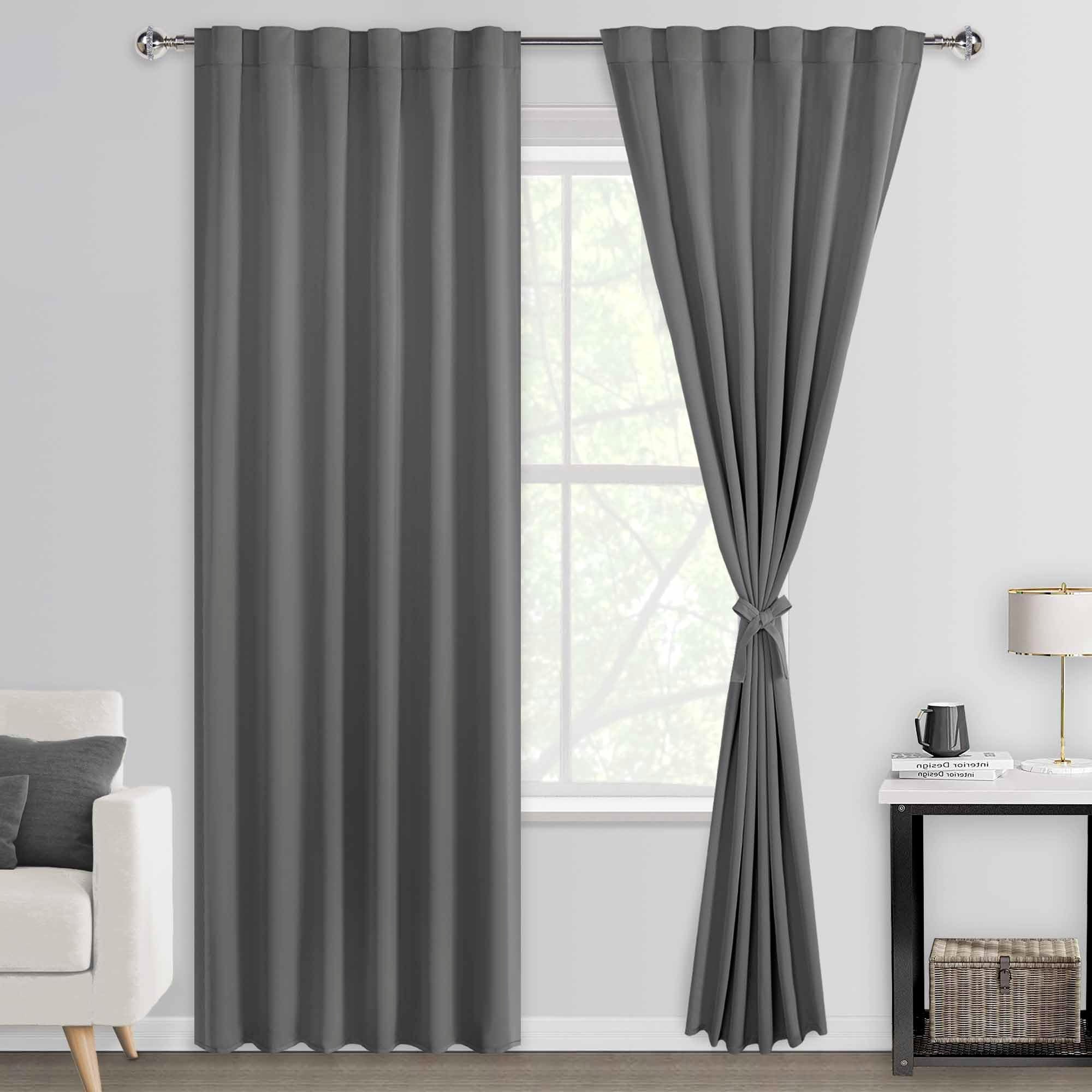 DWCN Blackout Curtains with Tiebacks, Rod Pocket/Back Tab, Set of 2 Panels