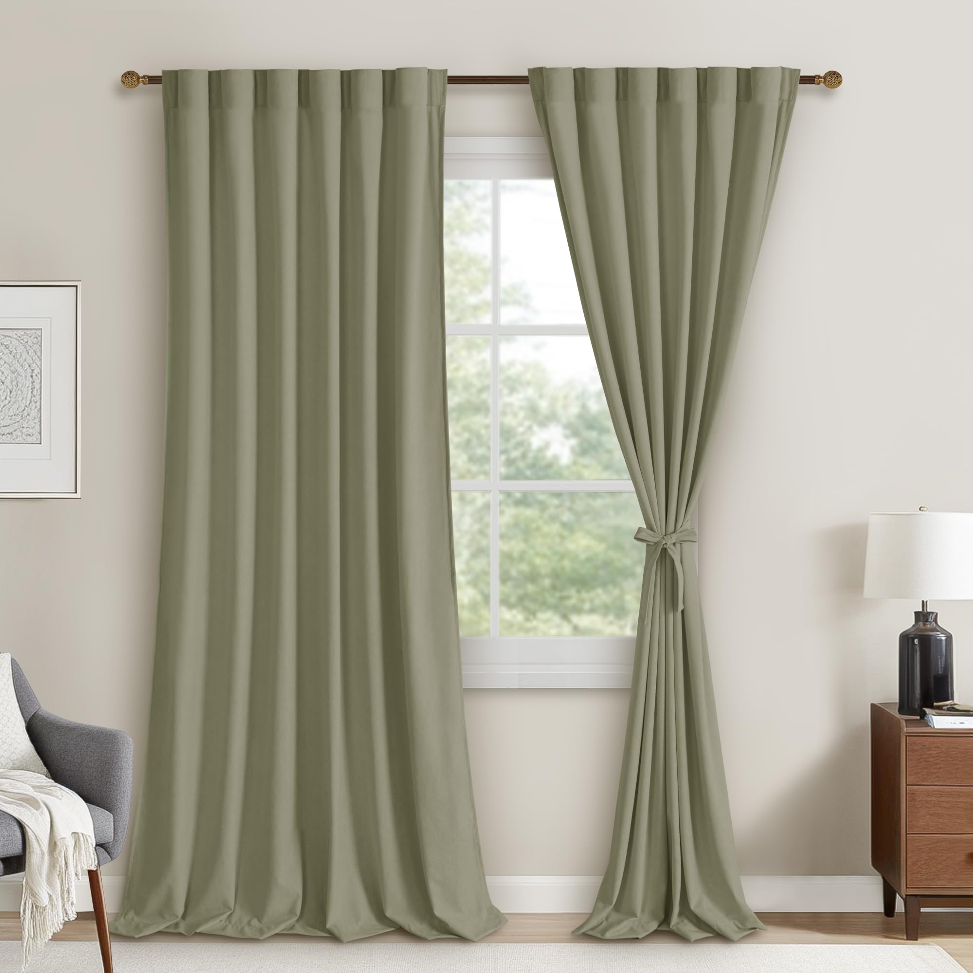 DWCN Velvet Curtains, 2 Panels - Rod Pocket and Back Tab