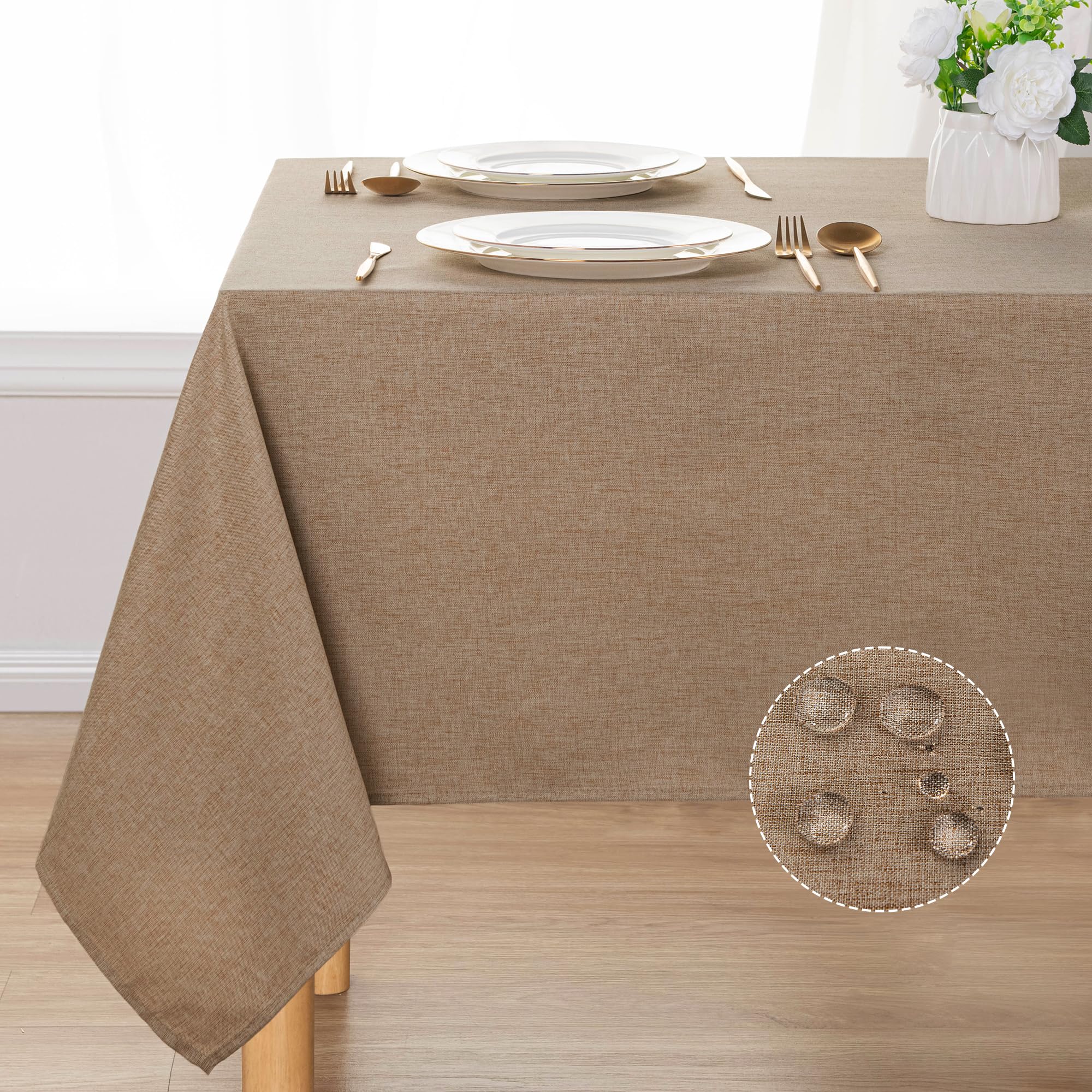 DWCN Rectangle Faux Linen Tablecloth