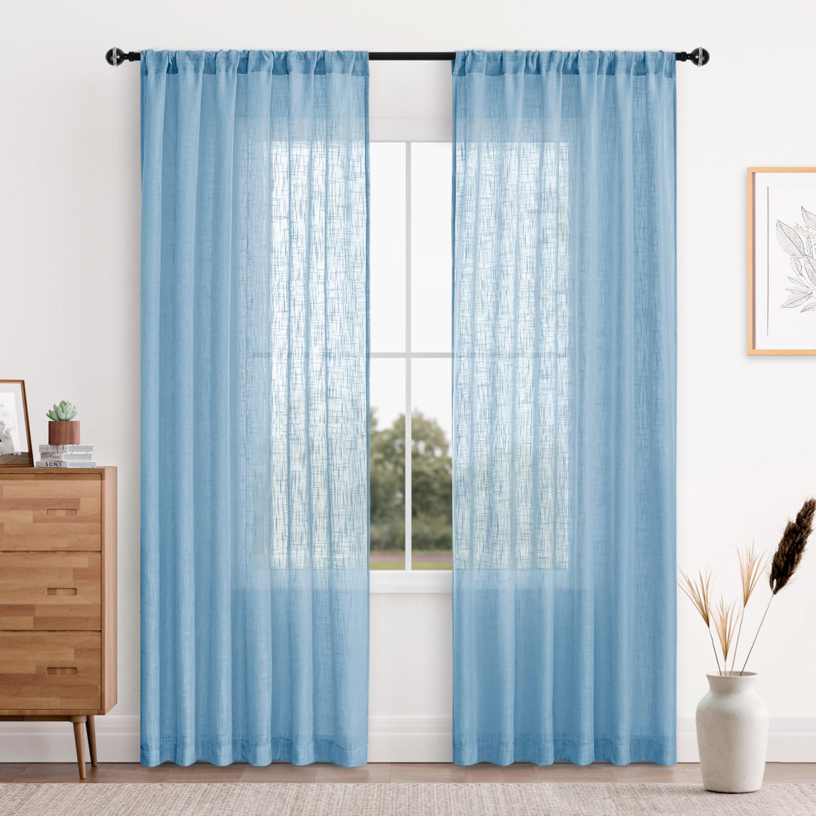 Custom Curtains: Linen Sheer Curtains, Set of 2 Panels