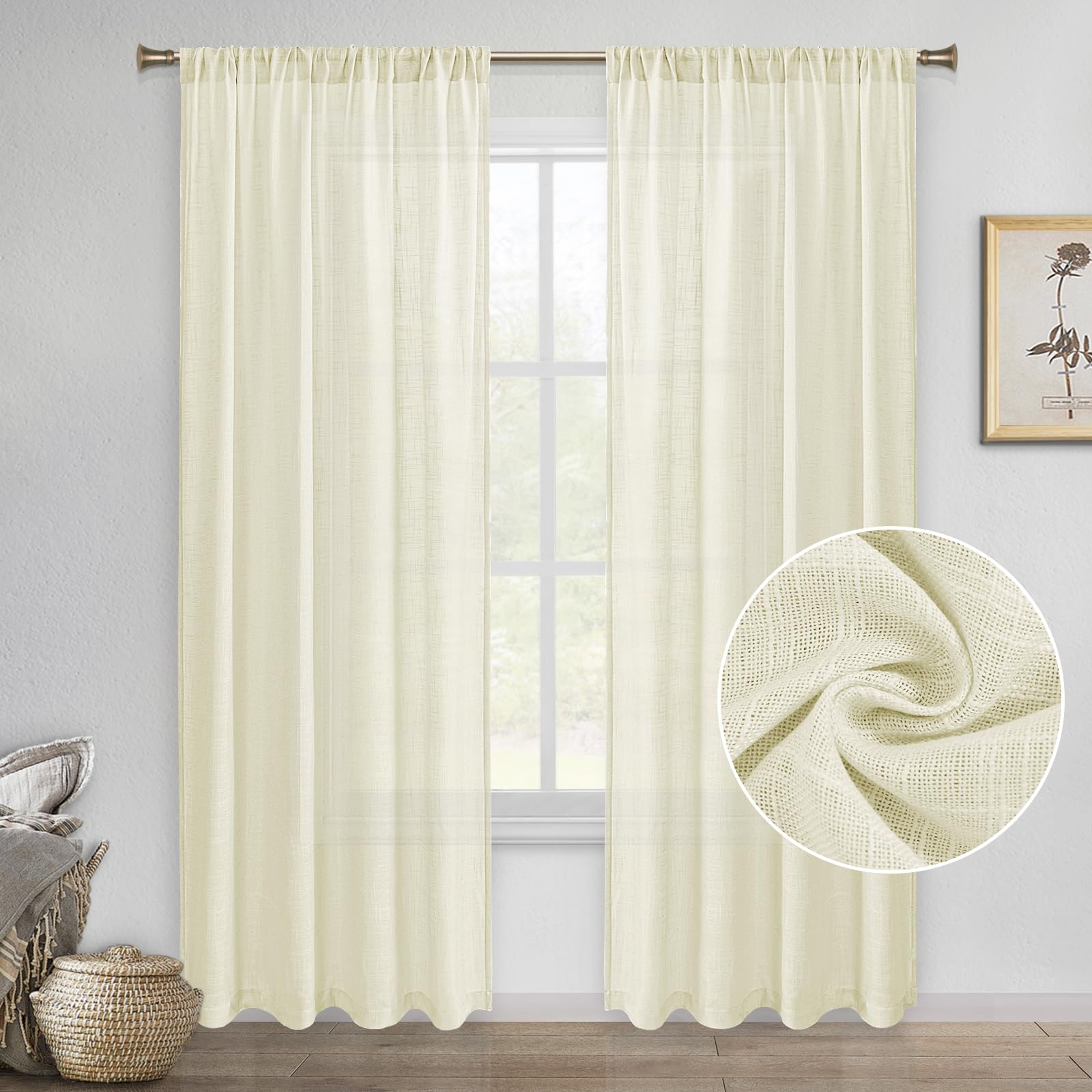 Custom Curtains: Linen Sheer Curtains, Set of 2 Panels