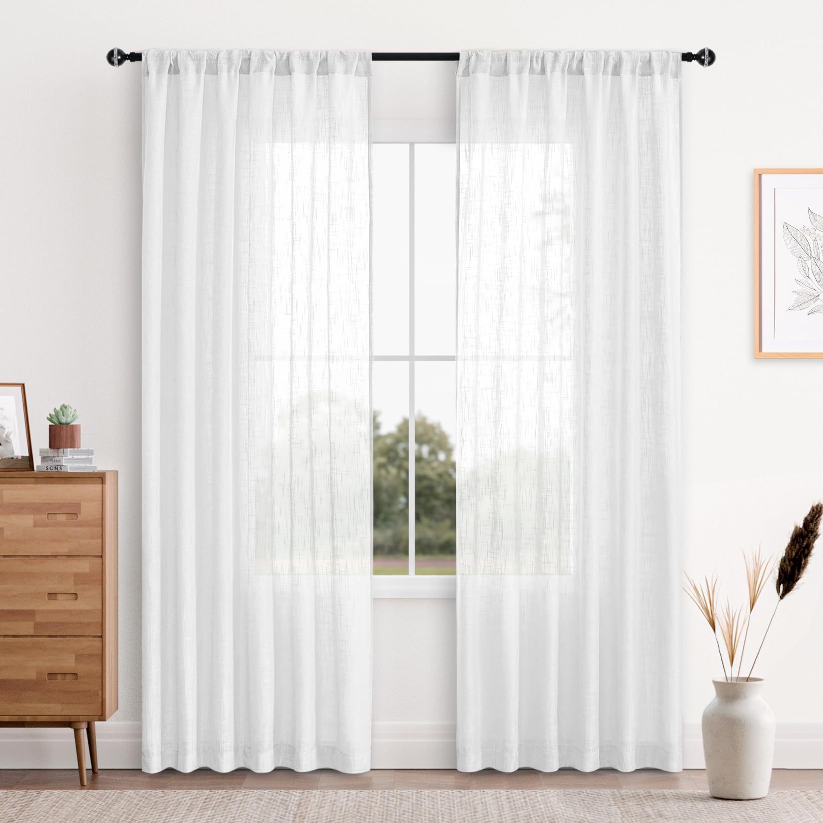 Custom Curtains: Linen Sheer Curtains, Set of 2 Panels