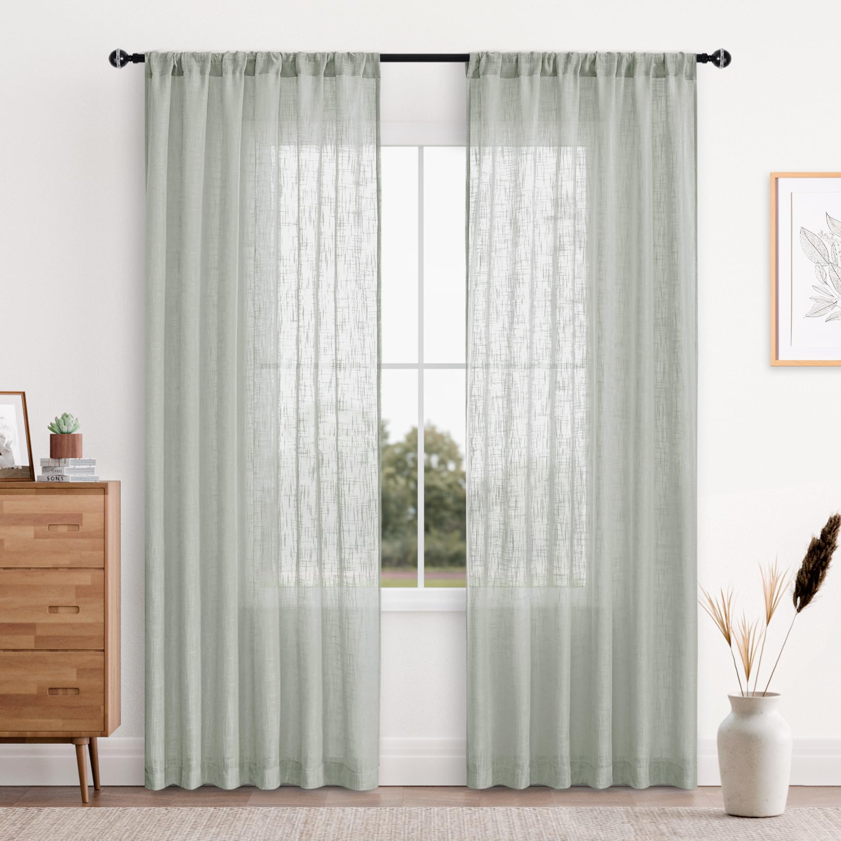 Custom Curtains: Linen Sheer Curtains, Set of 2 Panels