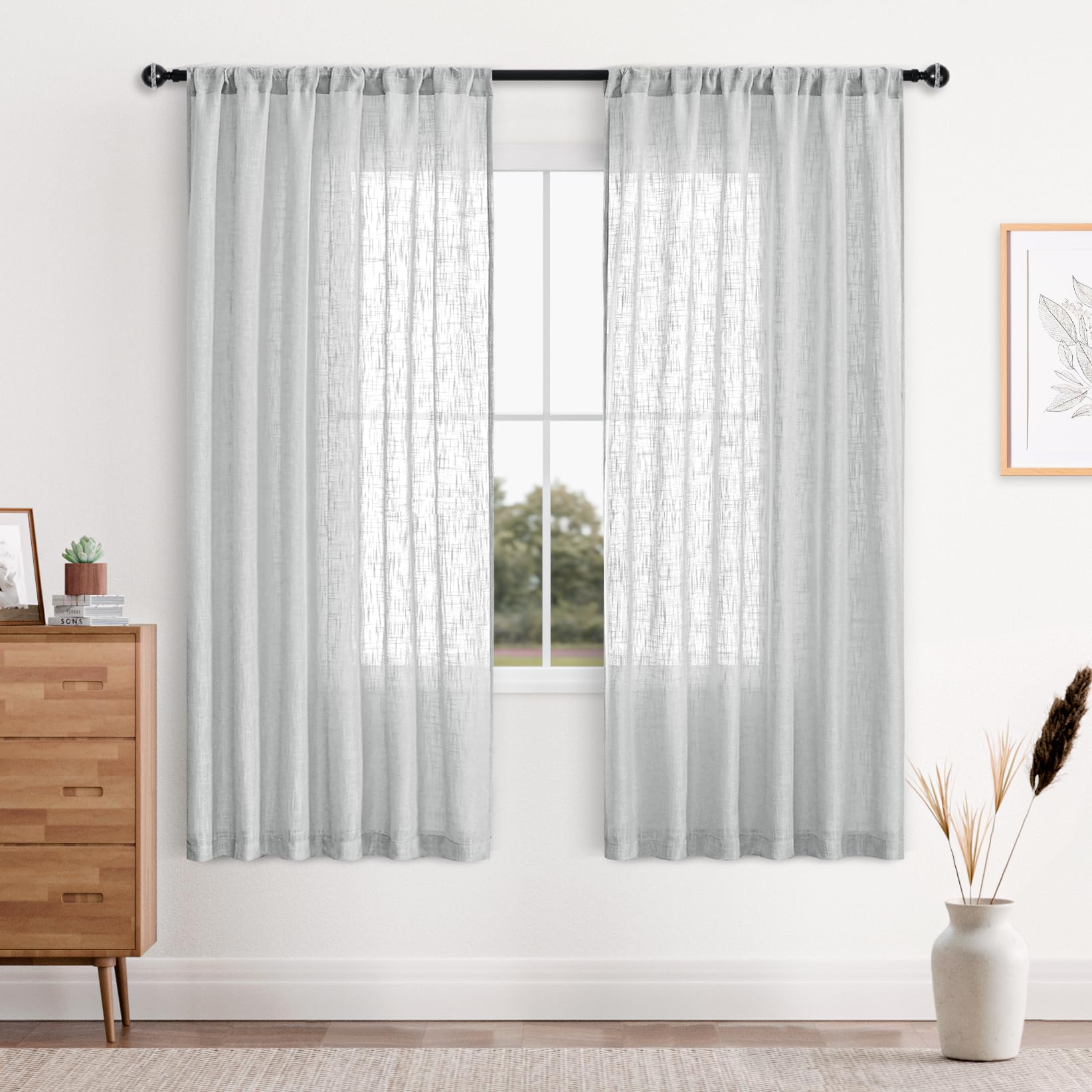 Custom Curtains: Linen Sheer Curtains, Set of 2 Panels