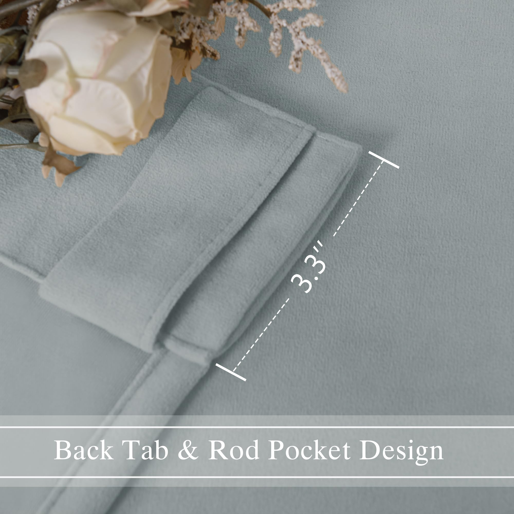 DWCN Velvet Curtains, 2 Panels - Rod Pocket and Back Tab
