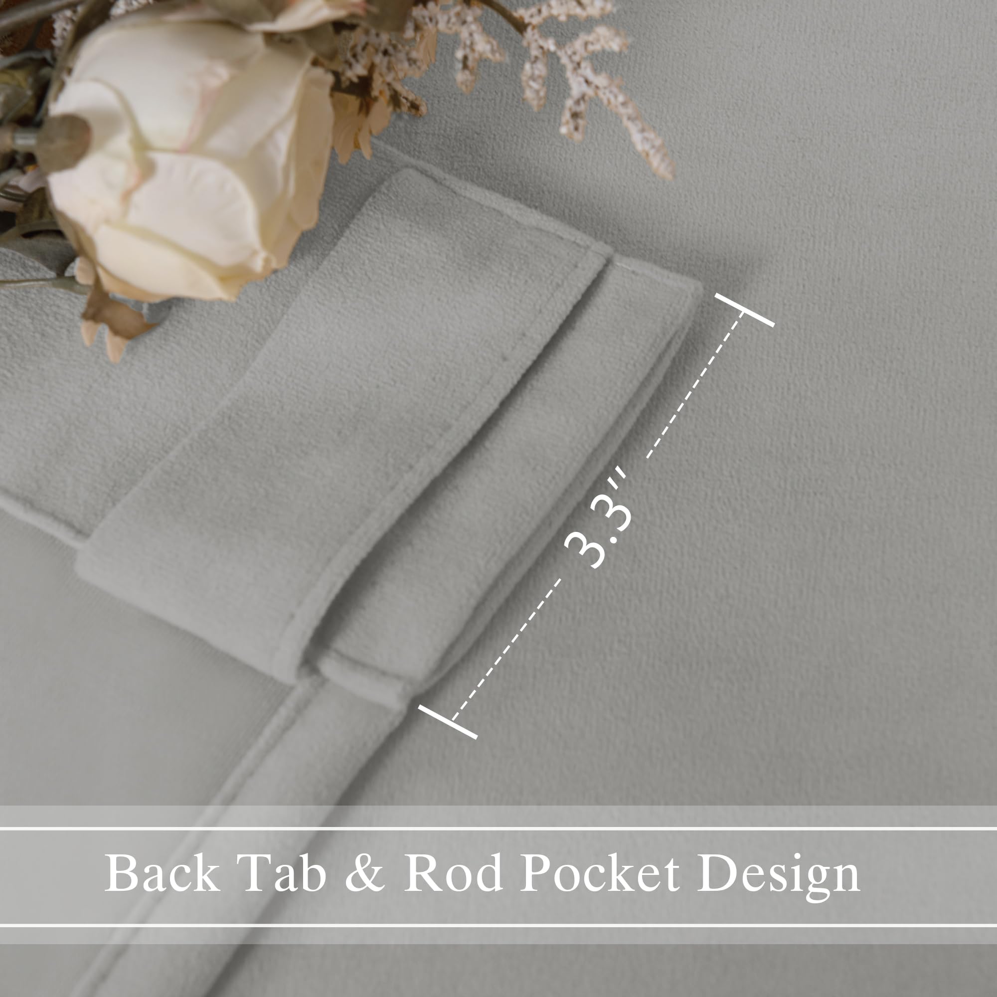 DWCN Velvet Curtains, 2 Panels - Rod Pocket and Back Tab