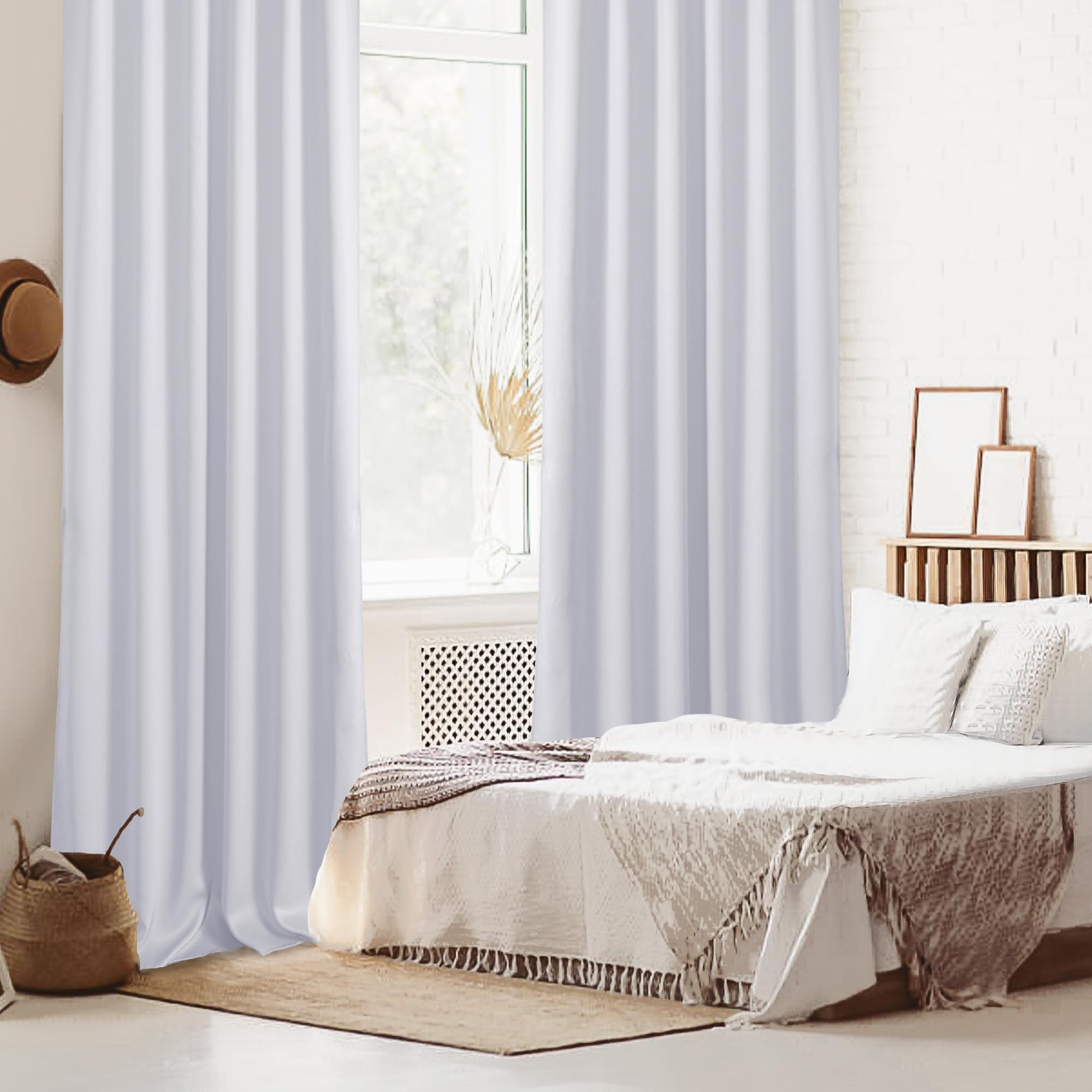 DWCN Blackout Curtains with Tiebacks, Rod Pocket/Back Tab, Set of 2 Panels