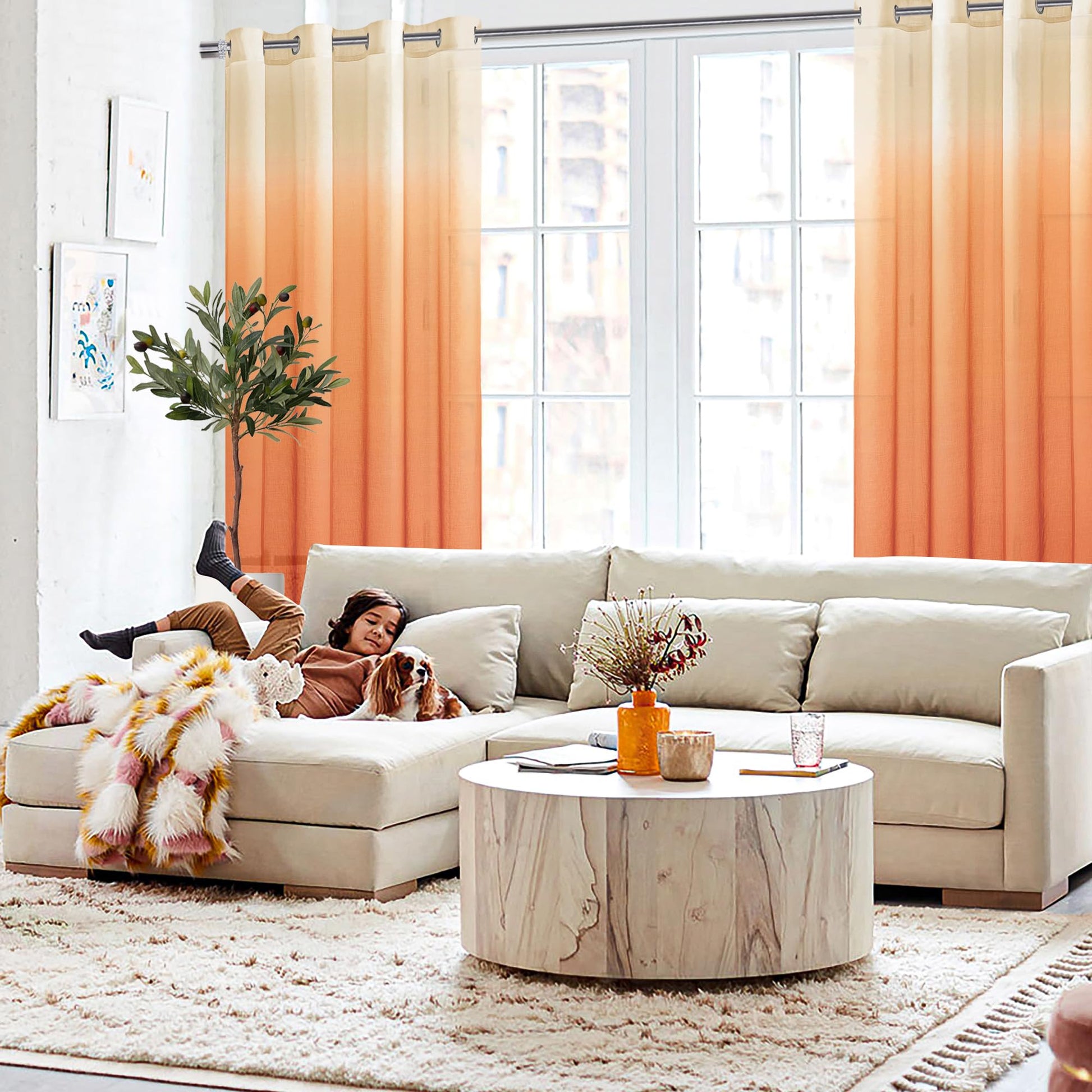 DWCN Faux Linen Ombre Sheer Curtains - DWCN Official