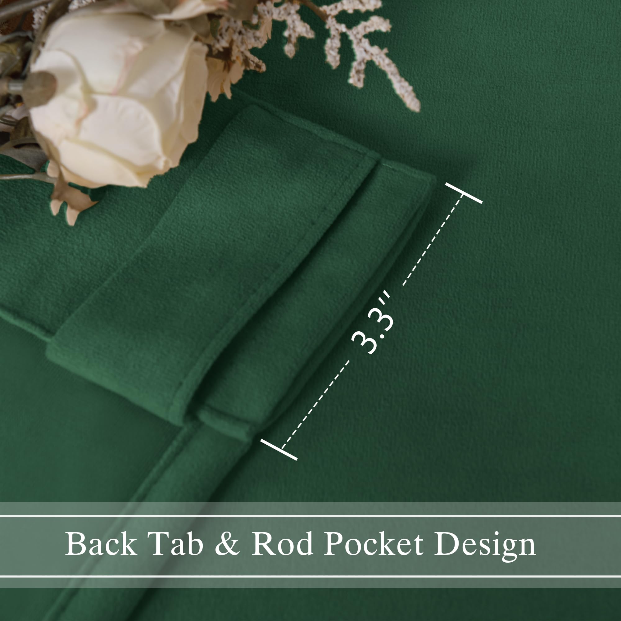 DWCN Velvet Curtains, 2 Panels - Rod Pocket and Back Tab