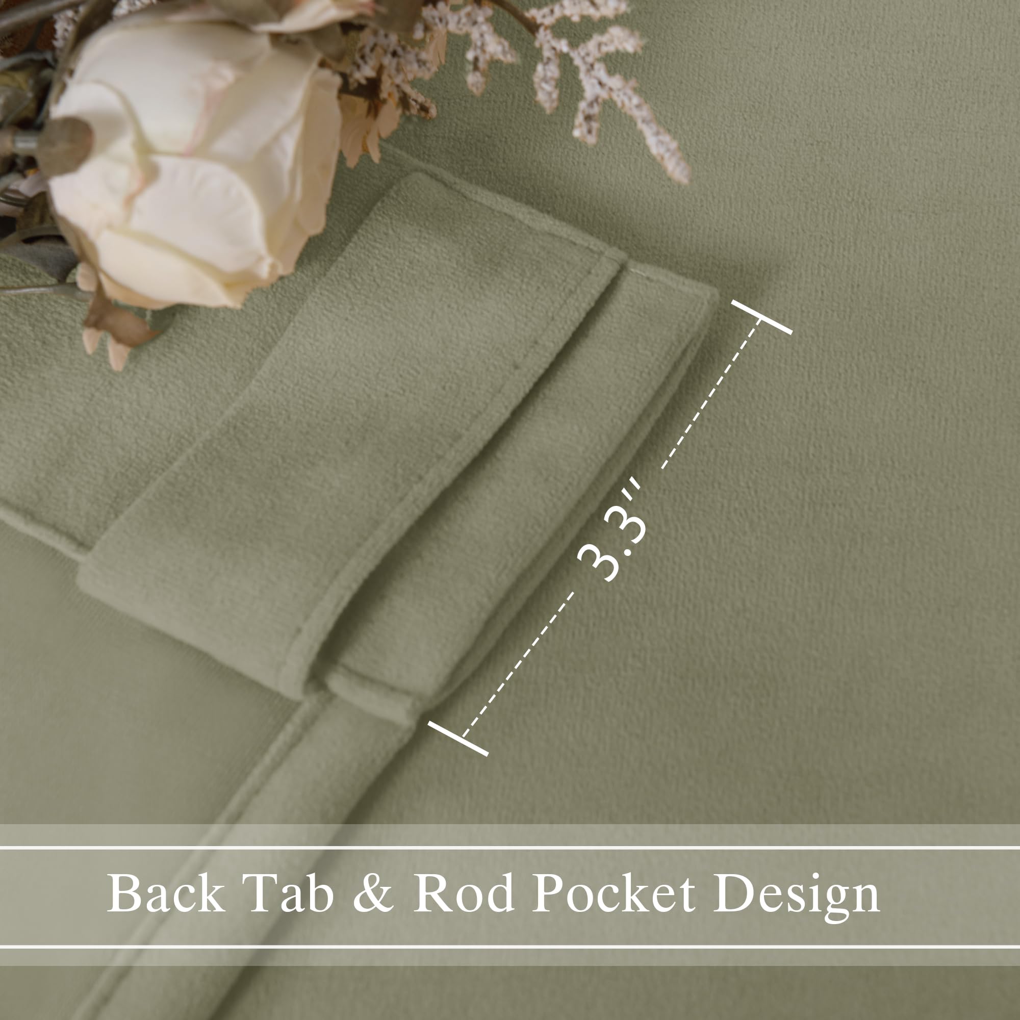 DWCN Velvet Curtains, 2 Panels - Rod Pocket and Back Tab