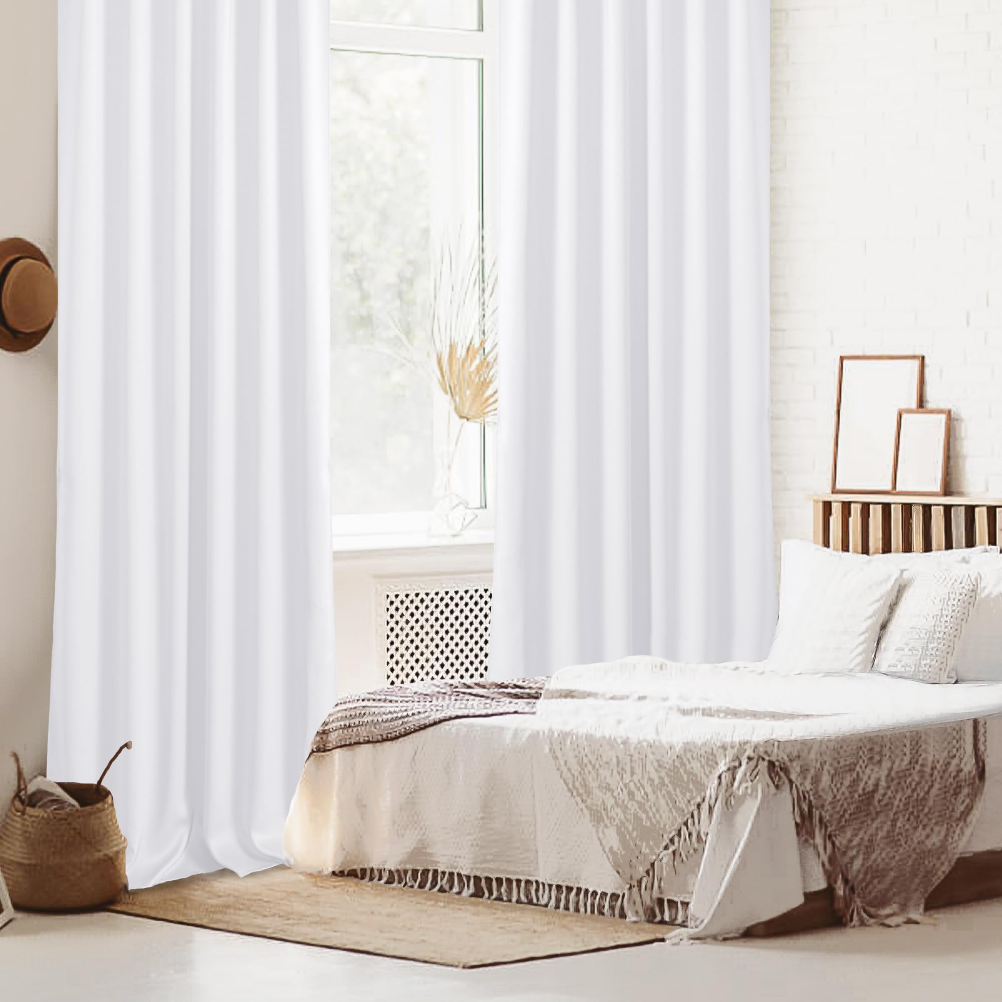 DWCN Blackout Curtains with Tiebacks, Rod Pocket/Back Tab, Set of 2 Panels