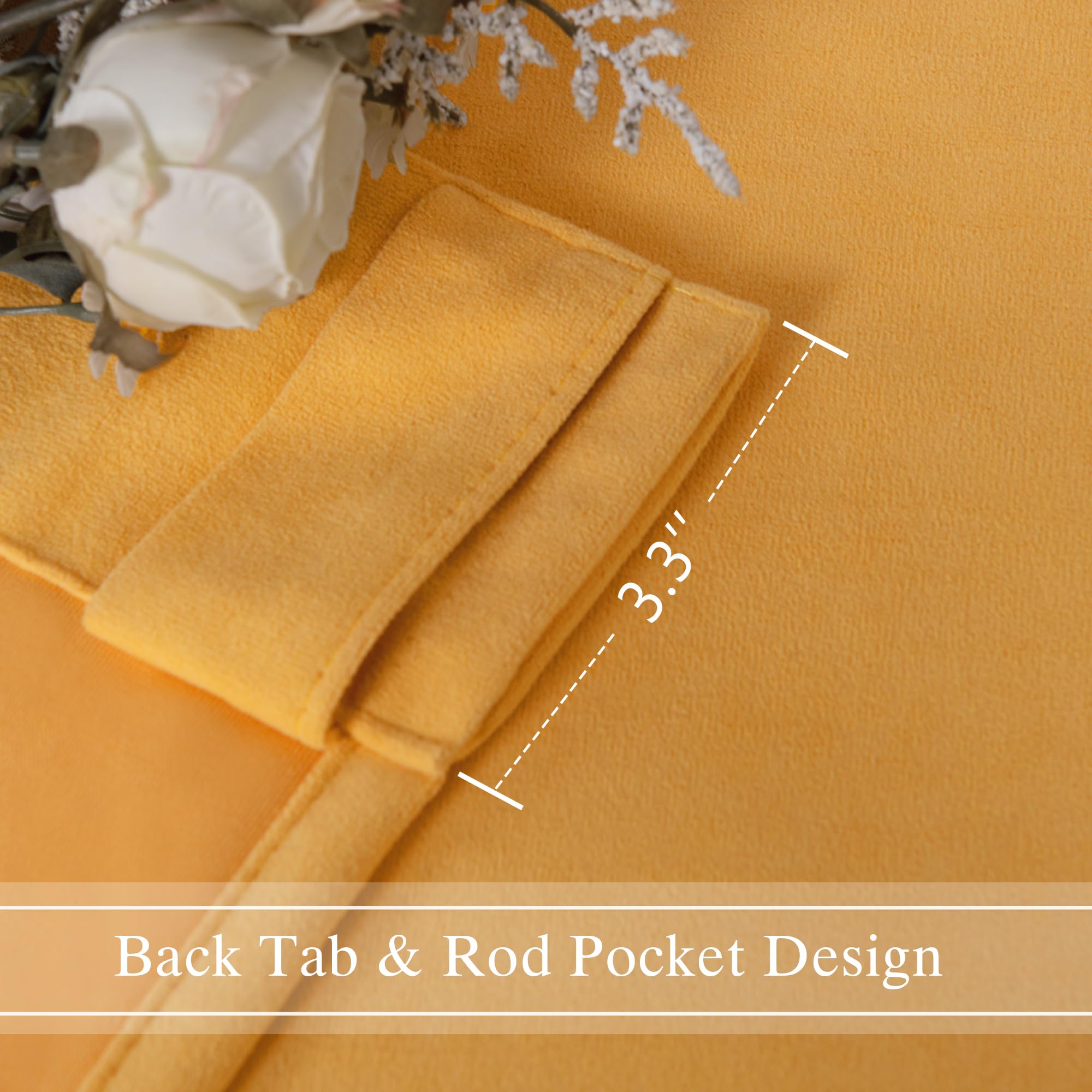 DWCN Velvet Curtains, 2 Panels - Rod Pocket and Back Tab