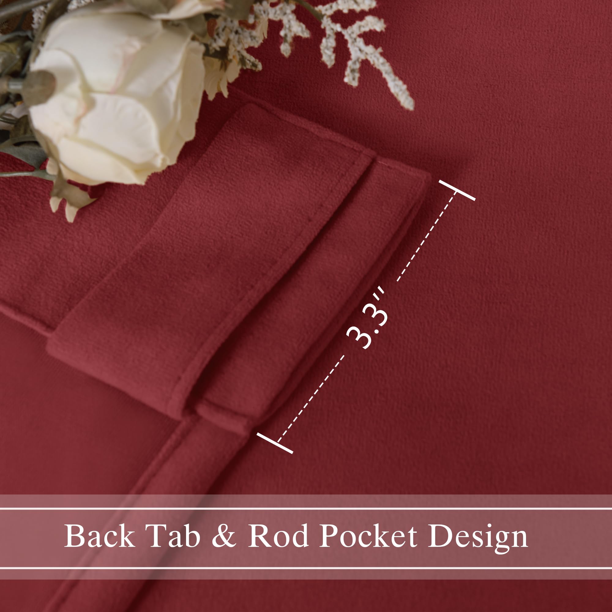 DWCN Velvet Curtains, 2 Panels - Rod Pocket and Back Tab