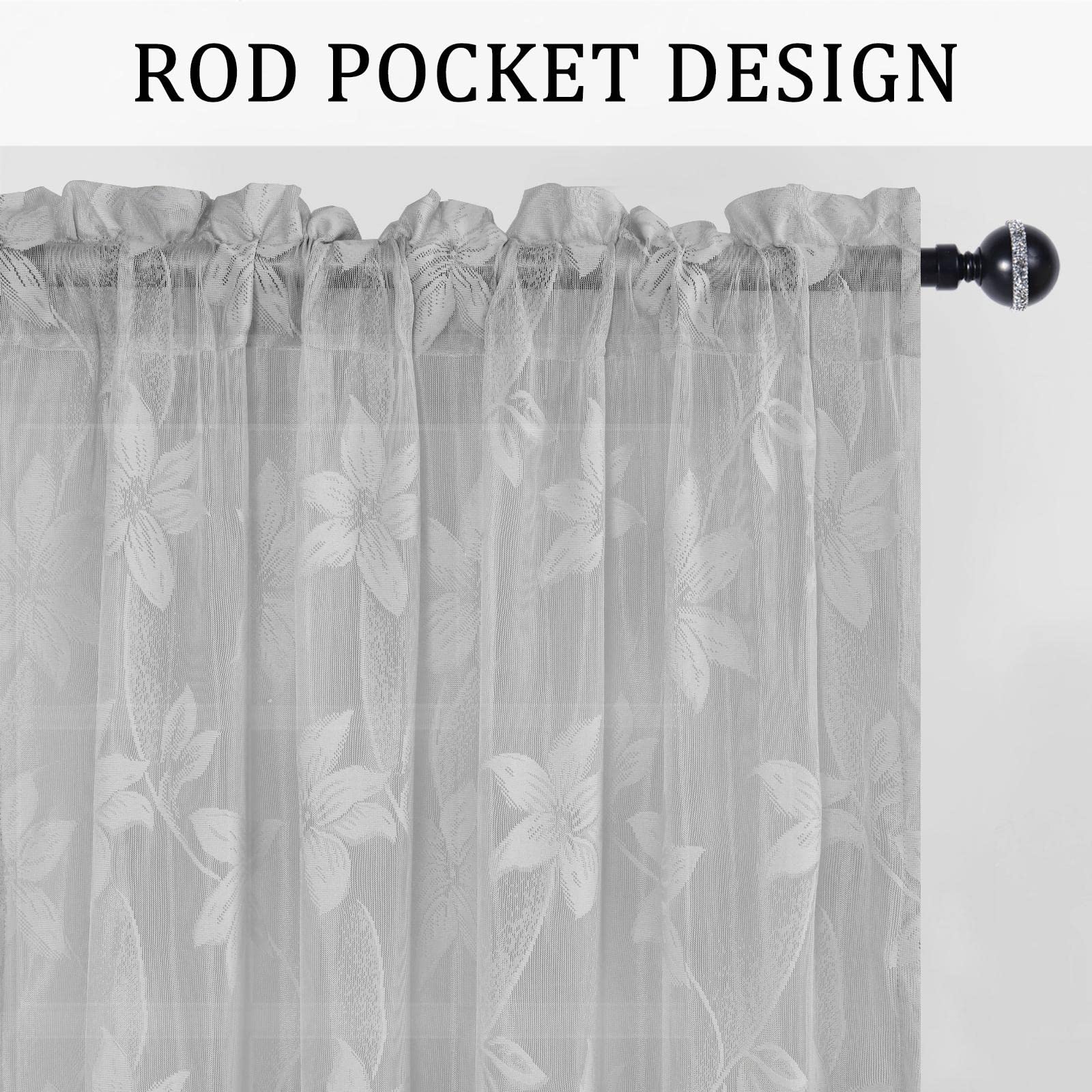 DWCN Lace Sheer Curtains, Set of 2 Panels