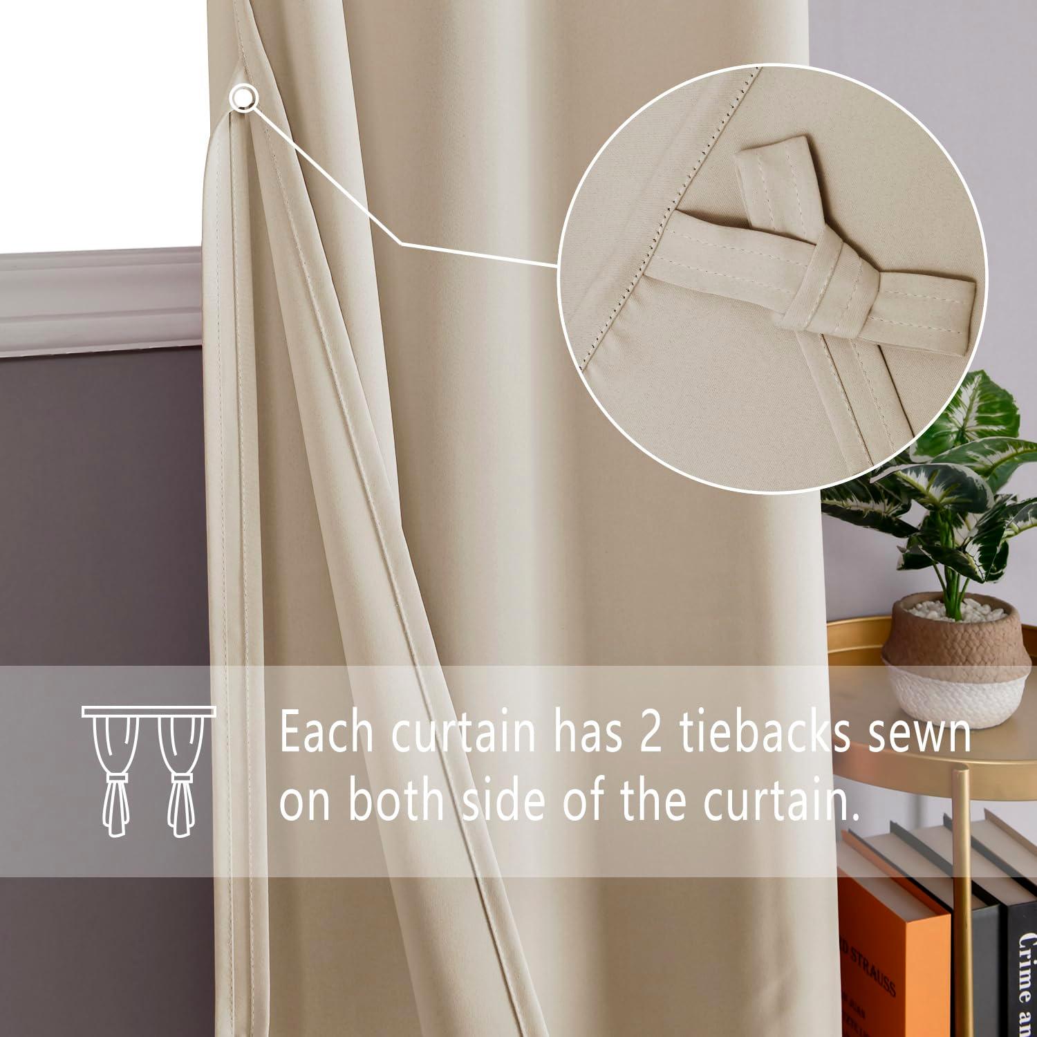 DWCN Grommet Blackout Curtains with Tiebacks - DWCN Official