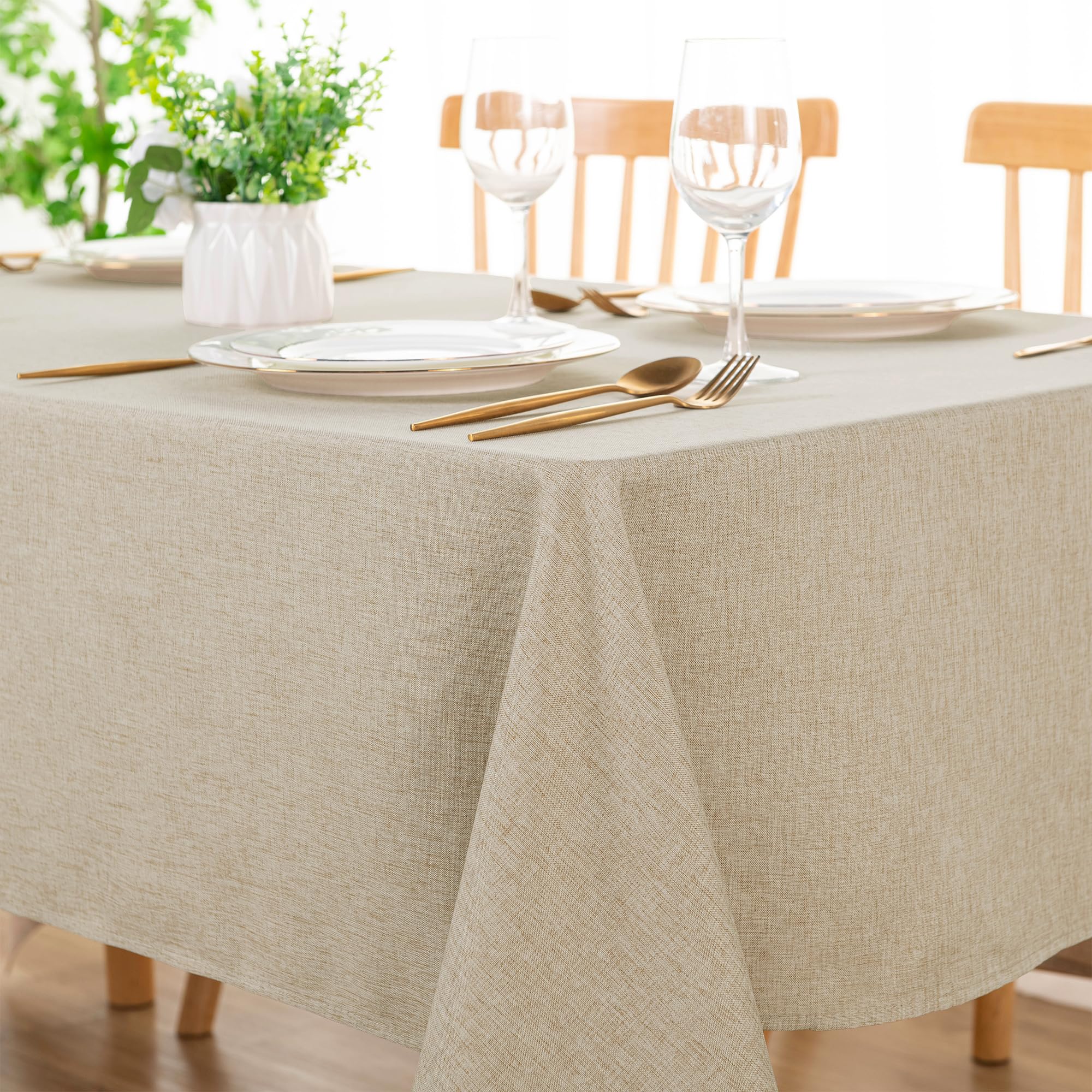 DWCN Rectangle Faux Linen Tablecloth