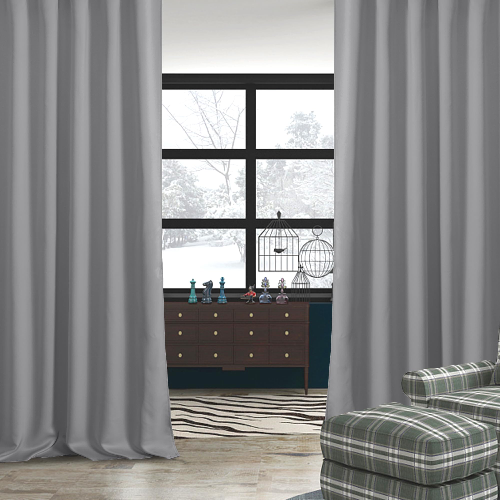 DWCN Blackout Curtains with Tiebacks, Rod Pocket/Back Tab, Set of 2 Panels