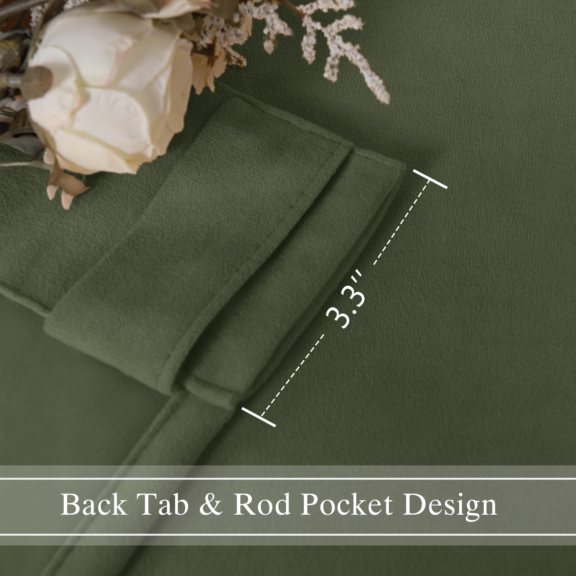 DWCN Velvet Curtains, 2 Panels - Rod Pocket and Back Tab