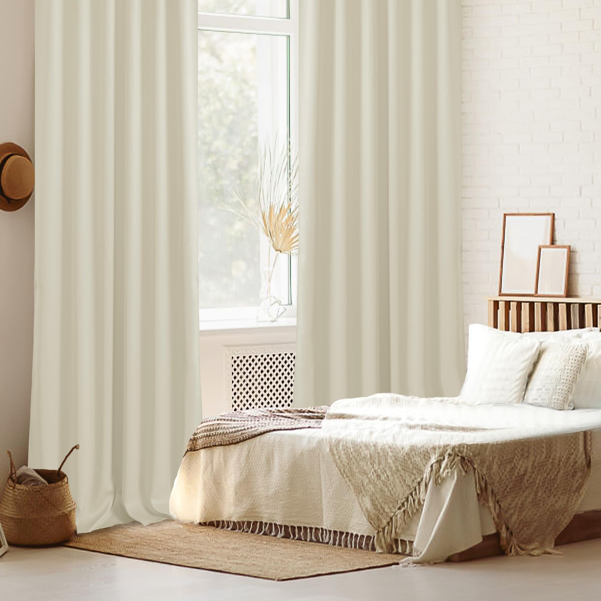 DWCN Blackout Curtains with Tiebacks, Rod Pocket/Back Tab, Set of 2 Panels