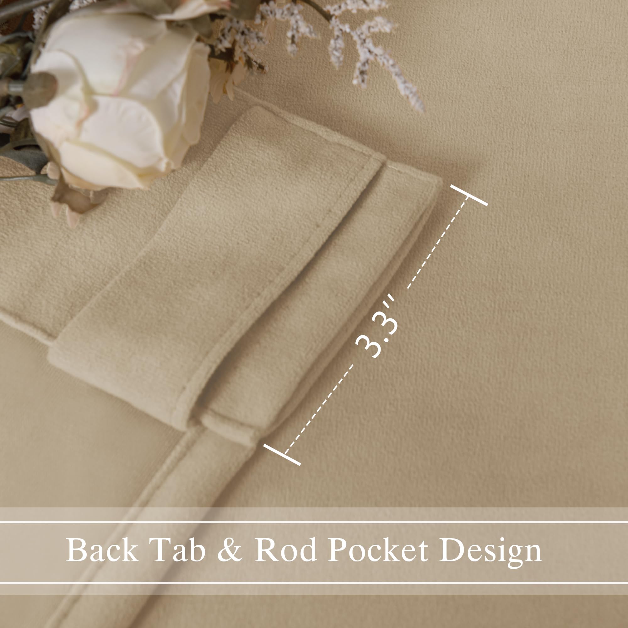 DWCN Velvet Curtains, 2 Panels - Rod Pocket and Back Tab
