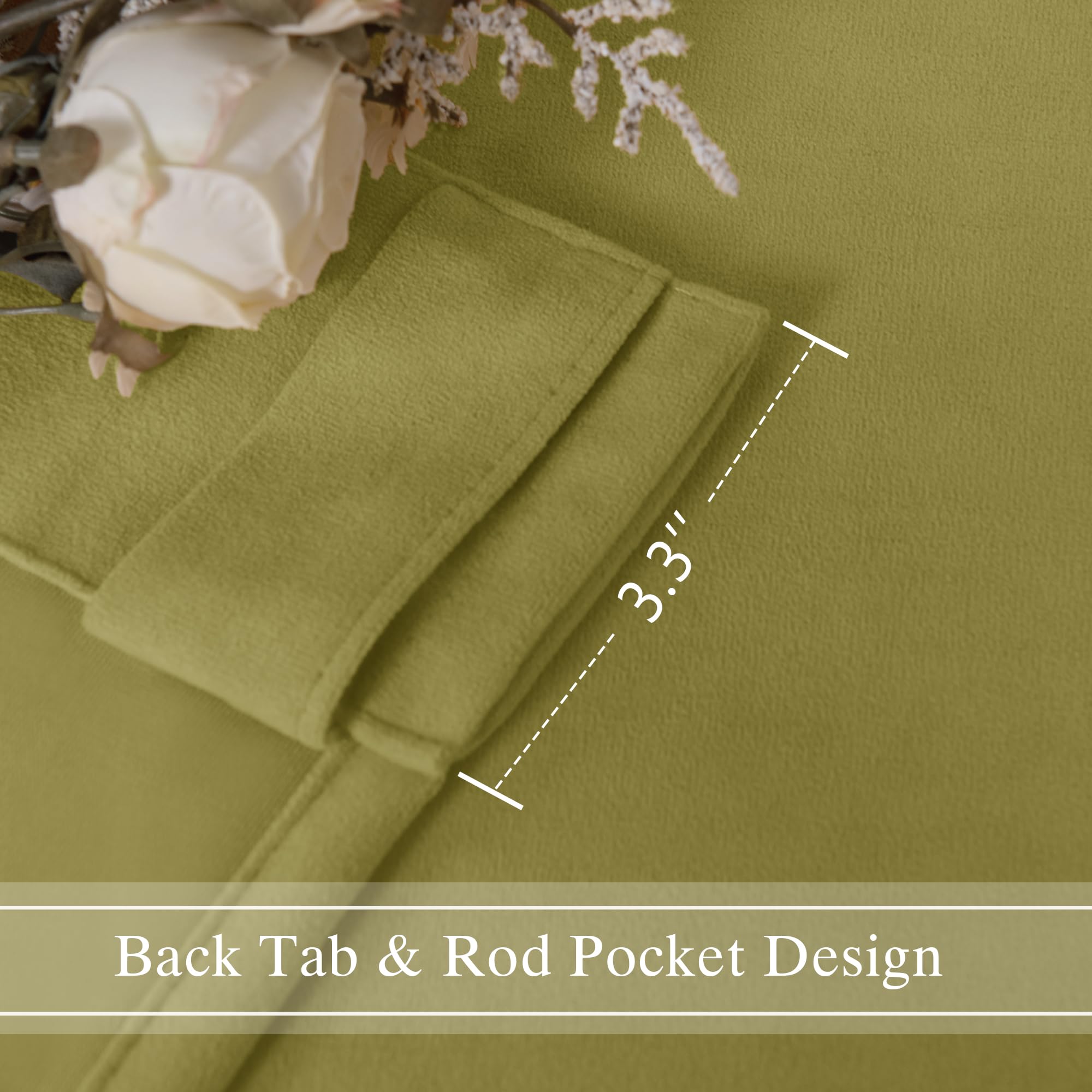DWCN Velvet Curtains, 2 Panels - Rod Pocket and Back Tab