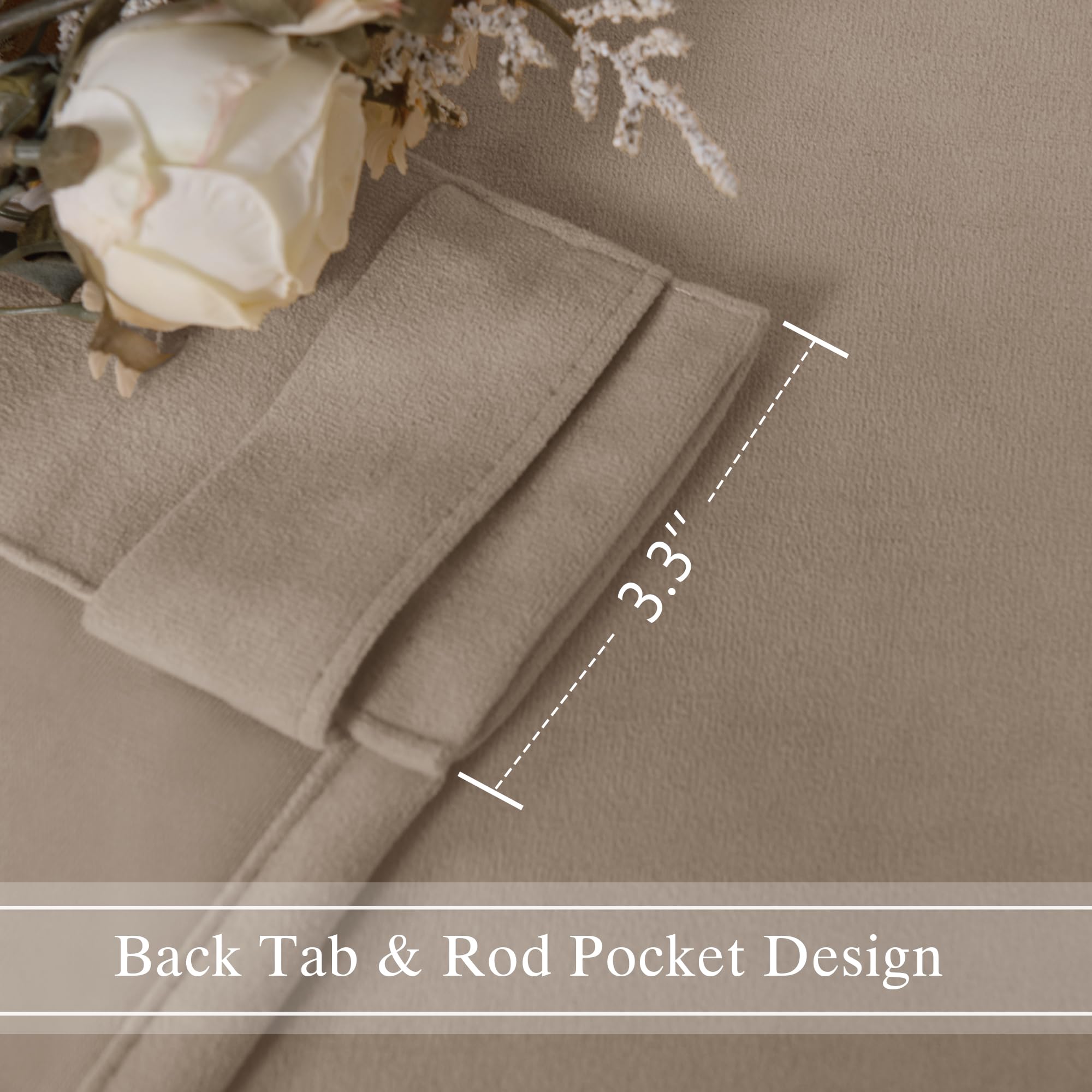 DWCN Velvet Curtains, 2 Panels - Rod Pocket and Back Tab