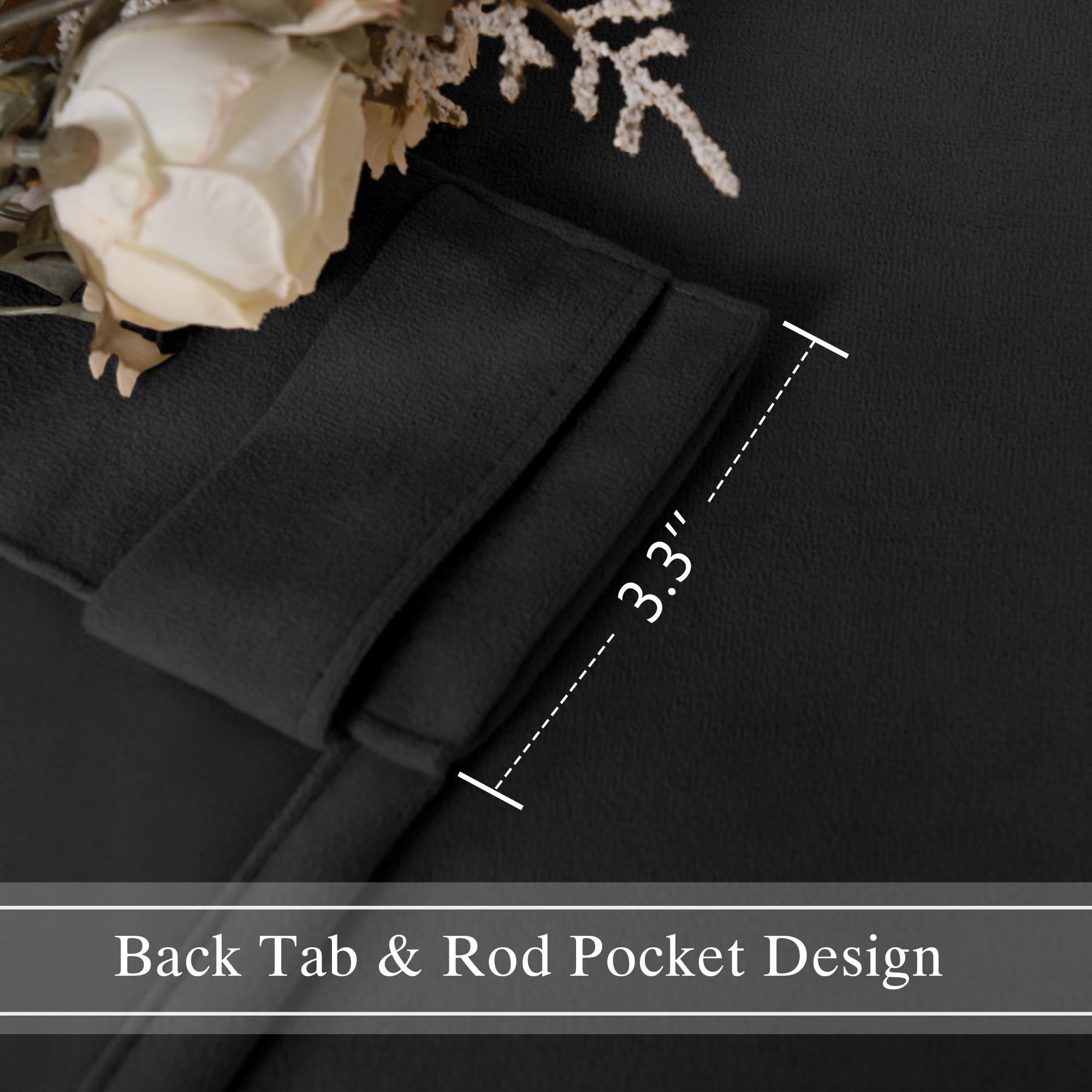 DWCN Velvet Curtains, 2 Panels - Rod Pocket and Back Tab