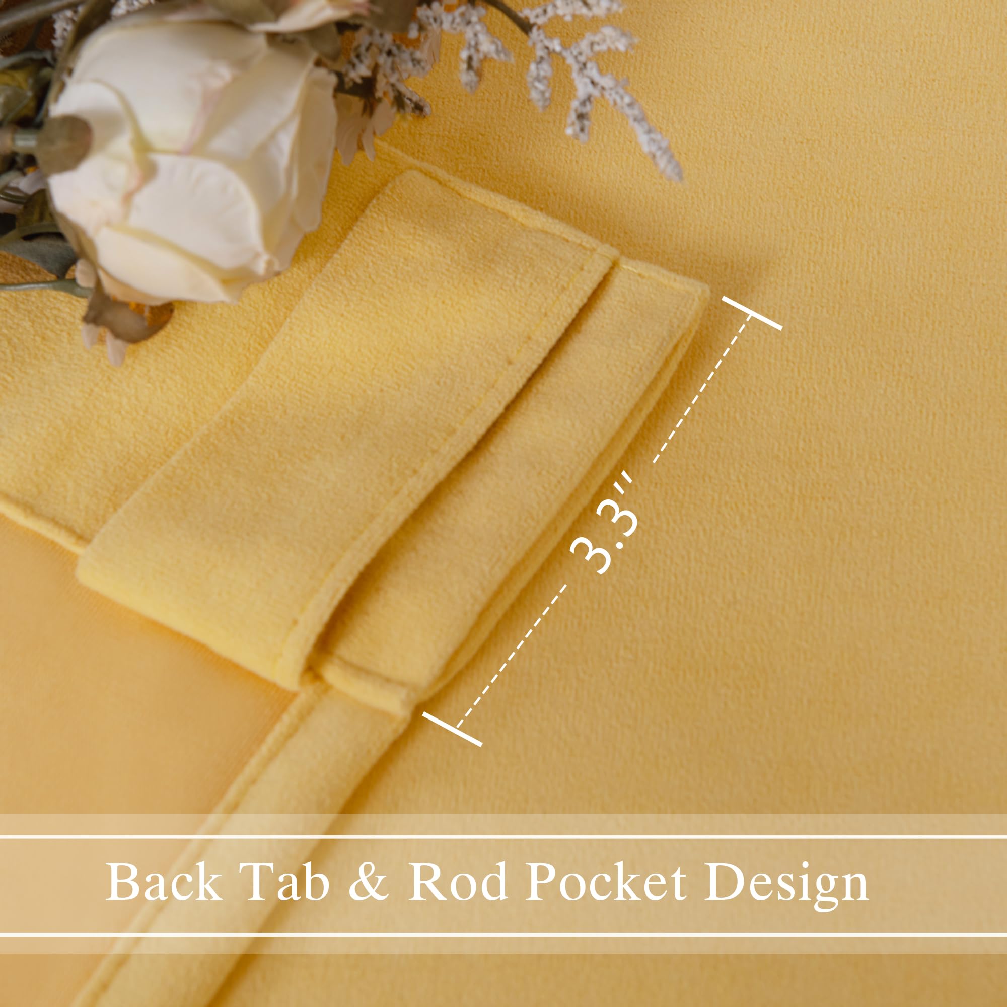 DWCN Velvet Curtains, 2 Panels - Rod Pocket and Back Tab