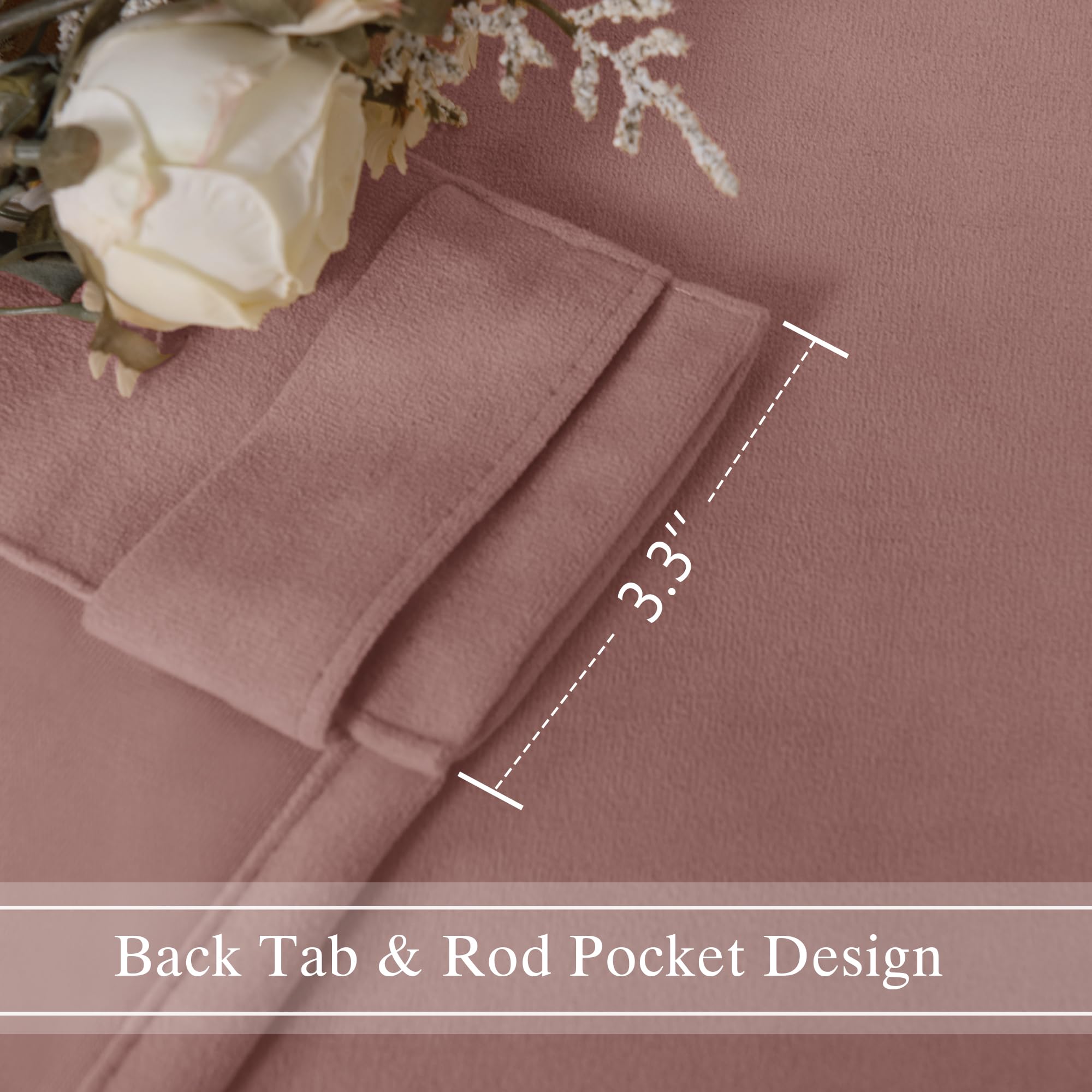 DWCN Velvet Curtains, 2 Panels - Rod Pocket and Back Tab
