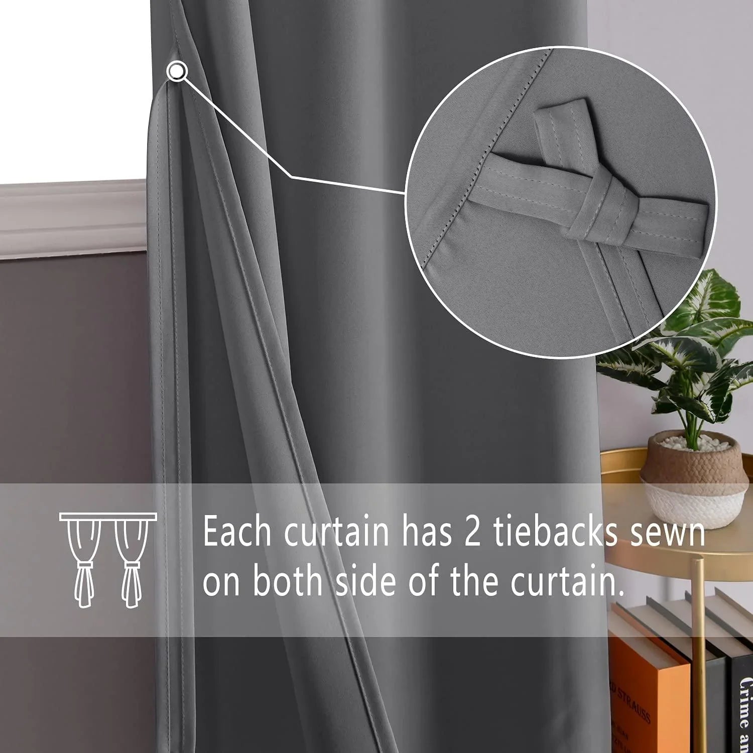 DWCN Grommet Blackout Curtains with Tiebacks - DWCN Official