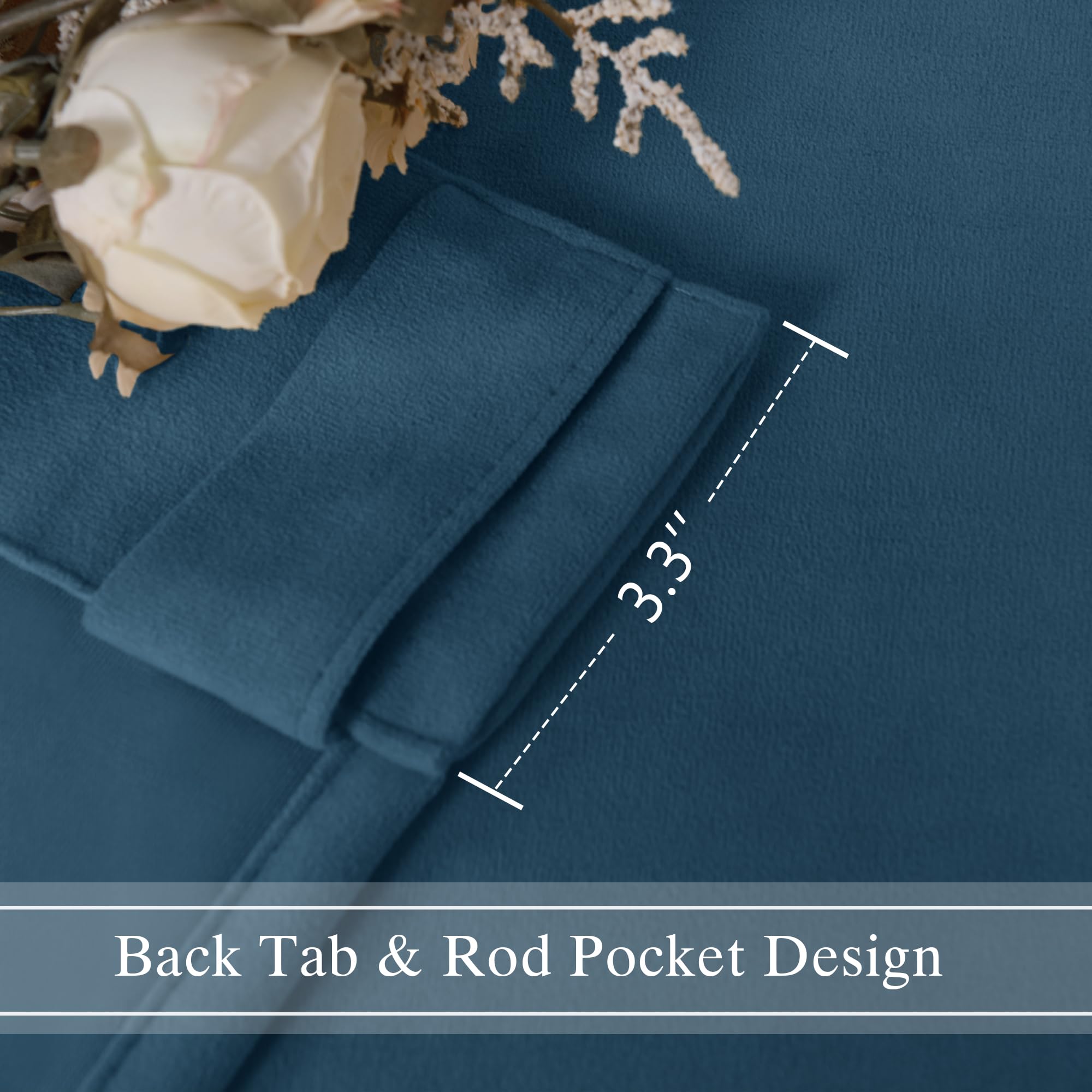 DWCN Velvet Curtains, 2 Panels - Rod Pocket and Back Tab