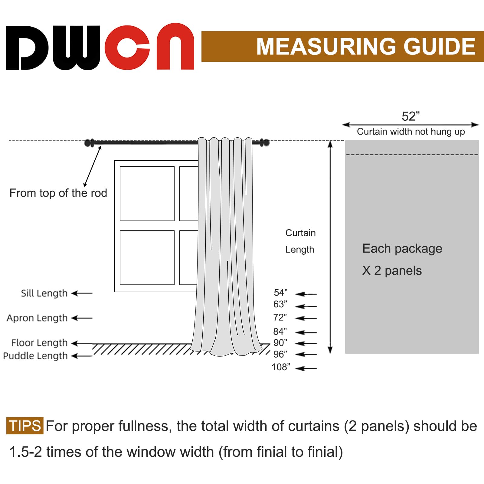 DWCN Ombre Blackout Curtains with Tiebacks, Set of 2 Panels