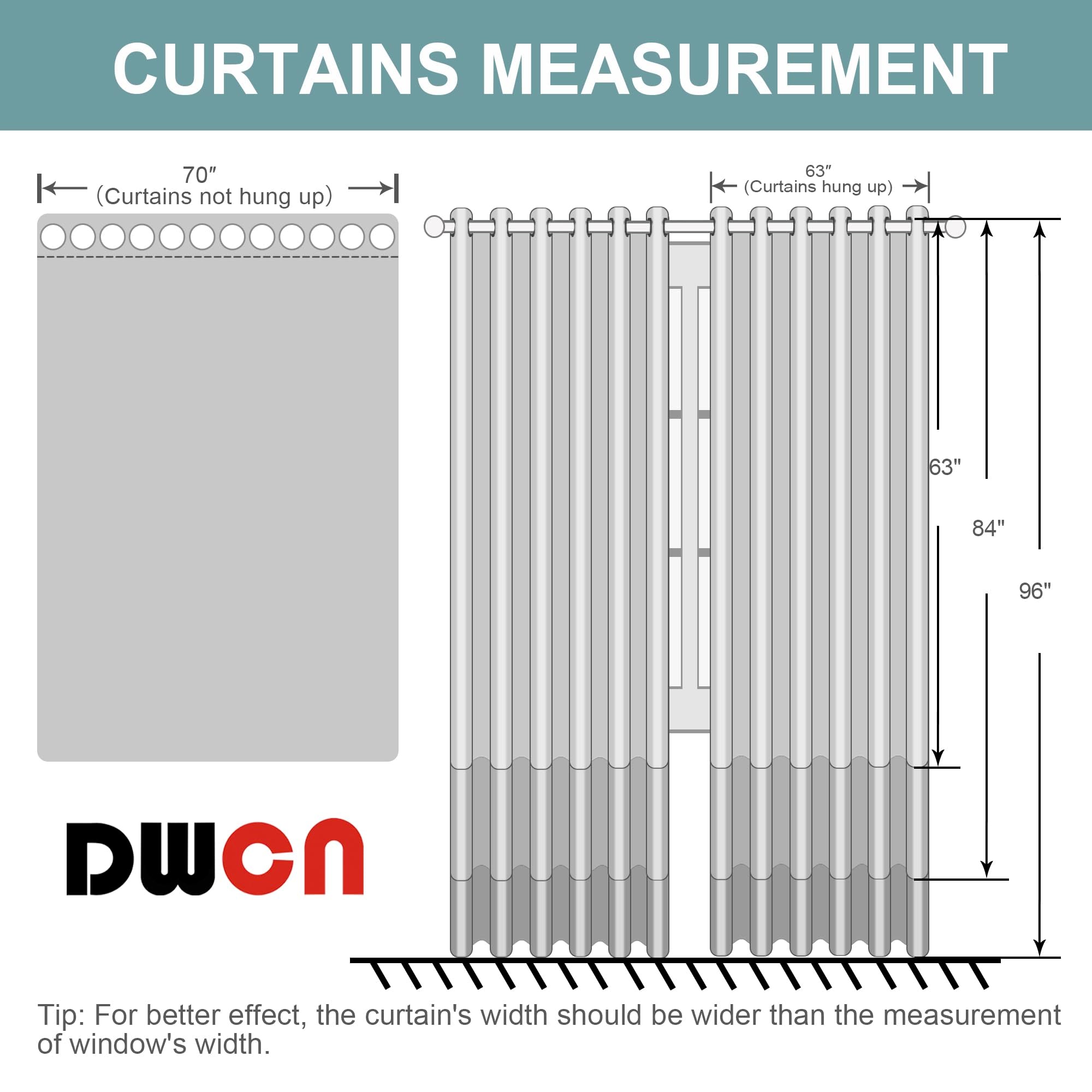 DWCN 100% Blackout Curtains with Tiebacks, Set of 2 Panels