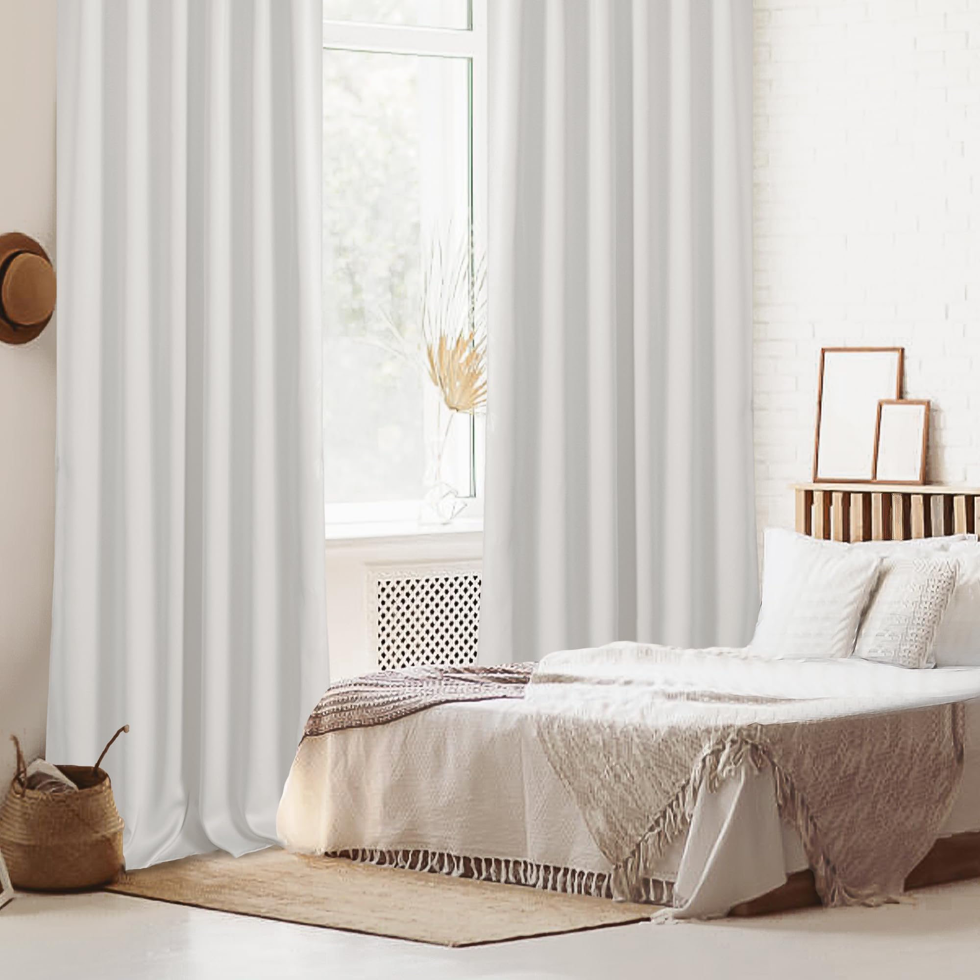 DWCN Blackout Curtains with Tiebacks, Rod Pocket/Back Tab, Set of 2 Panels