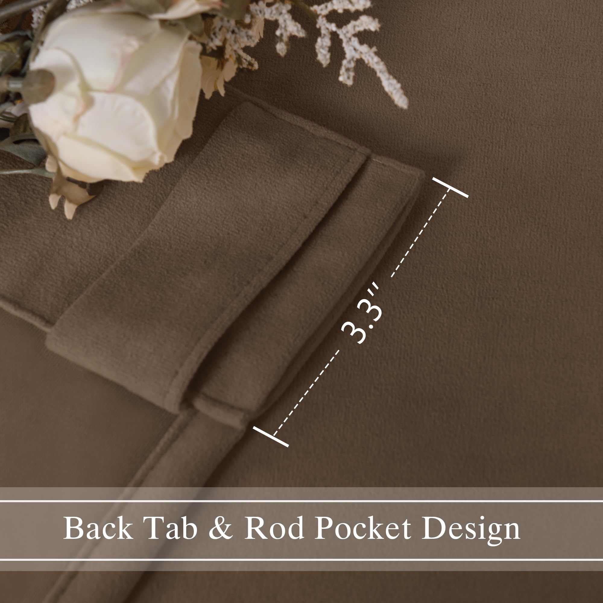 DWCN Velvet Curtains, 2 Panels - Rod Pocket and Back Tab