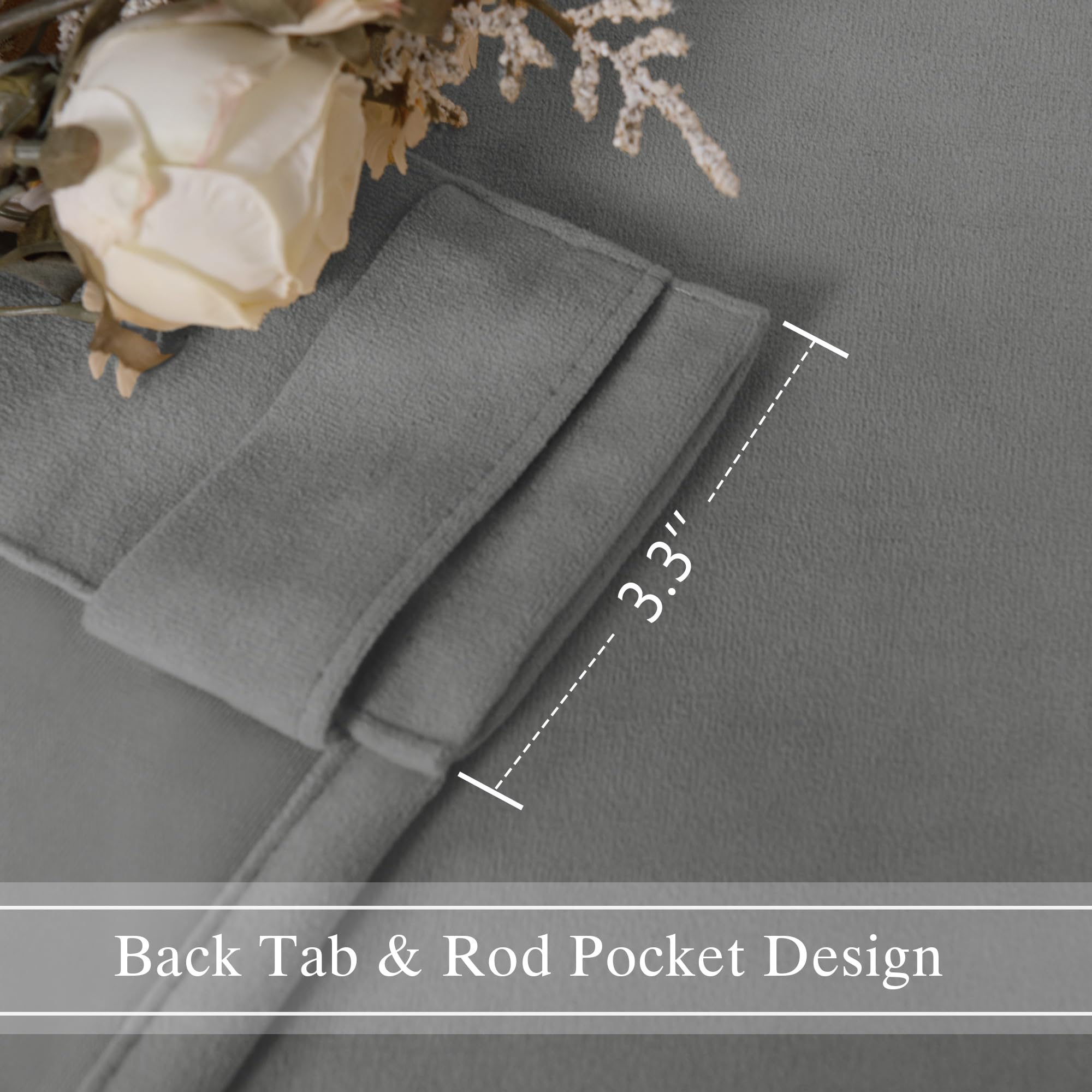 DWCN Velvet Curtains, 2 Panels - Rod Pocket and Back Tab