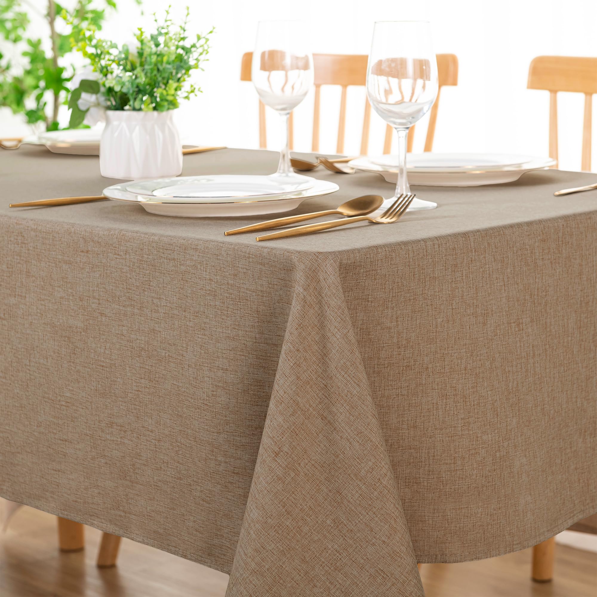 DWCN Rectangle Faux Linen Tablecloth