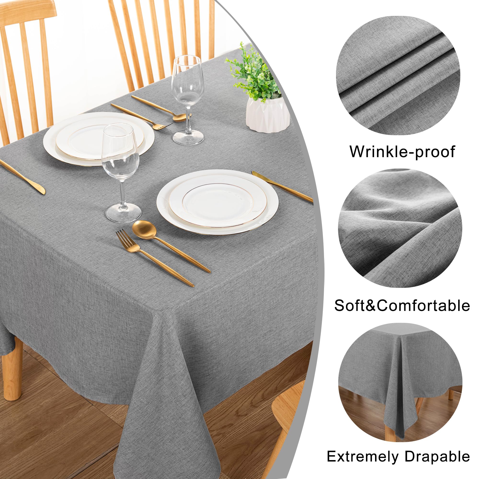 DWCN Rectangle Faux Linen Tablecloth