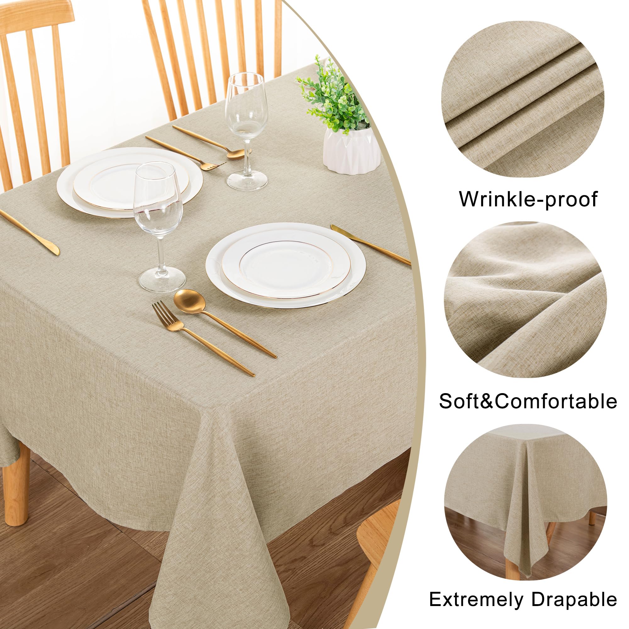 DWCN Rectangle Faux Linen Tablecloth
