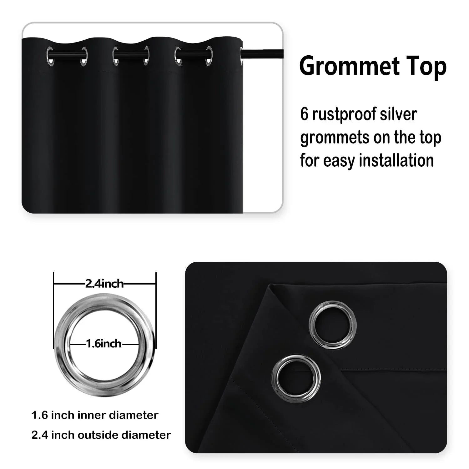 DWCN Grommet Blackout Curtains with Tiebacks - DWCN Official