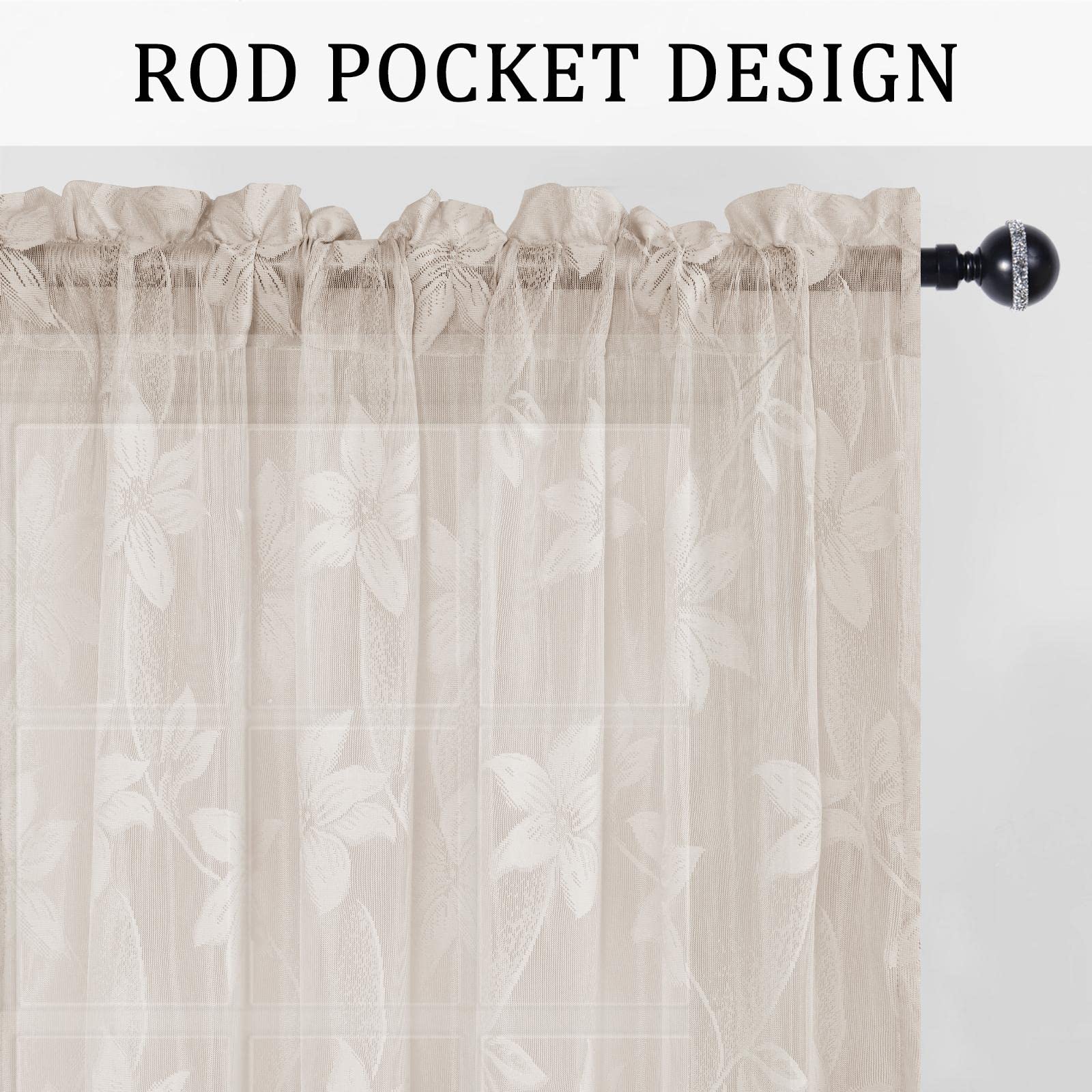 DWCN Lace Sheer Curtains, Set of 2 Panels