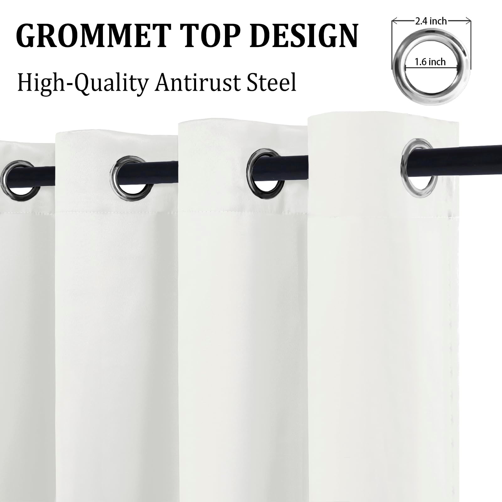 DWCN 100% Blackout Curtains with Tiebacks, Set of 2 Panels