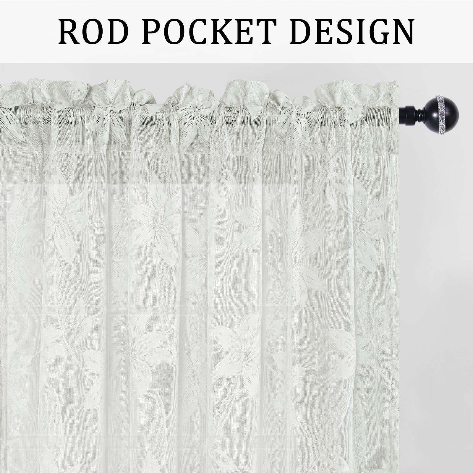 DWCN Lace Sheer Curtains, Set of 2 Panels