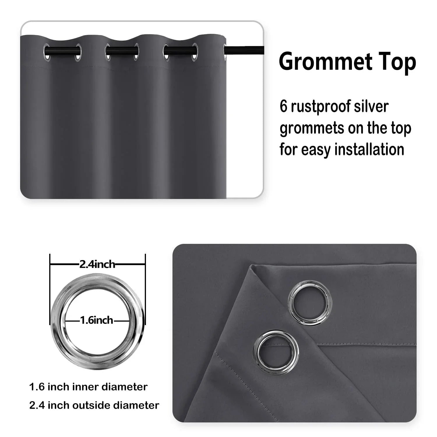 DWCN Grommet Blackout Curtains with Tiebacks - DWCN Official
