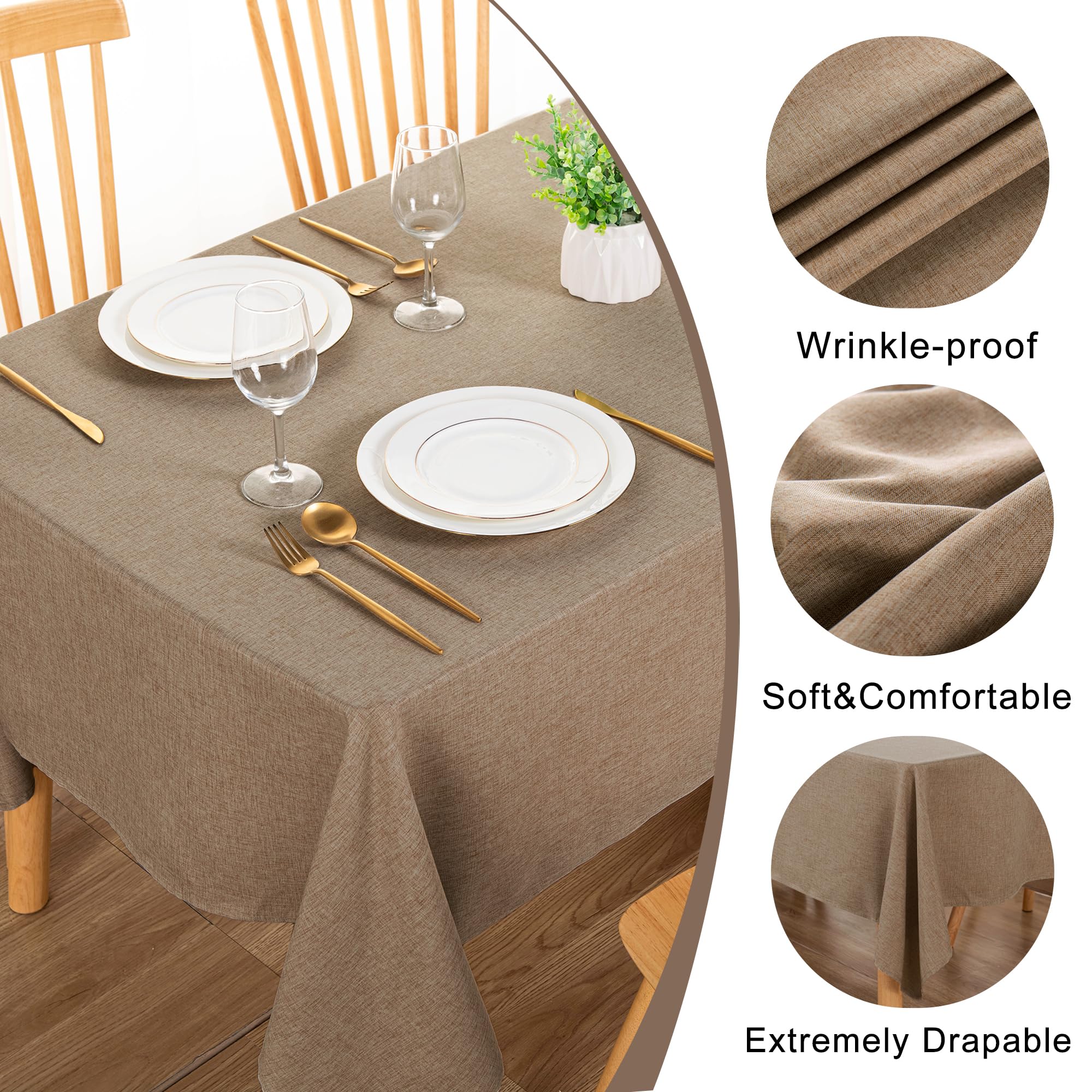 DWCN Rectangle Faux Linen Tablecloth