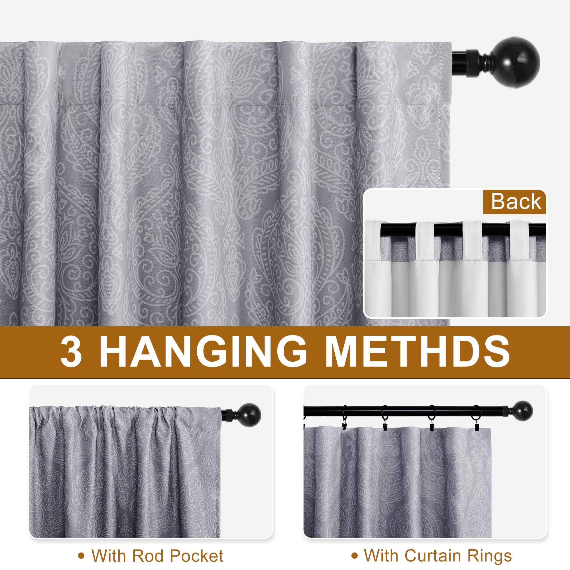 DWCN Ombre Blackout Curtains with Tiebacks, Set of 2 Panels