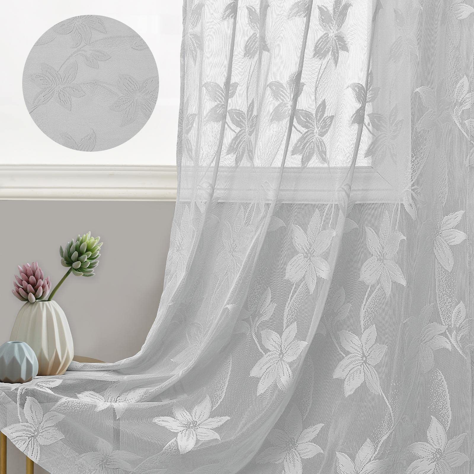 DWCN Lace Sheer Curtains, Set of 2 Panels